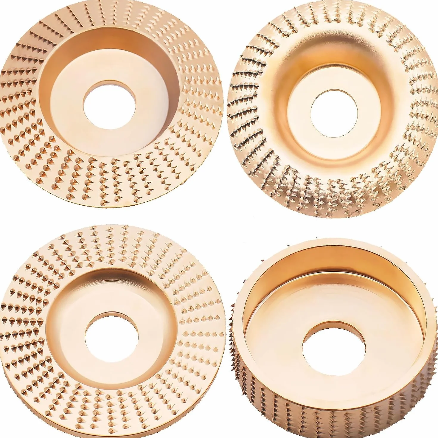 4 tarcze frezarskie do szlifierki kątowej do drewna 115/125 mm, szlifierki kątowe z 7/8 cala (22 mm) do szlifierek kątowych, do drewna, do szlifowania i cięcia (złote)