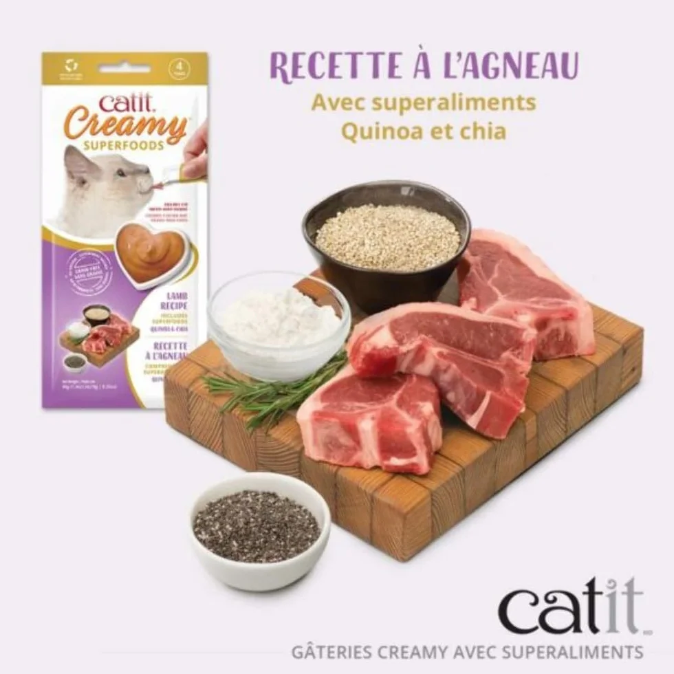 Creamy Superfood pasta do lizania dla kotów w opakowaniu zbiorczym (2 x kurczak, 2 x jagnięcina, 2 x łosoś, 2 x tuńczyk)