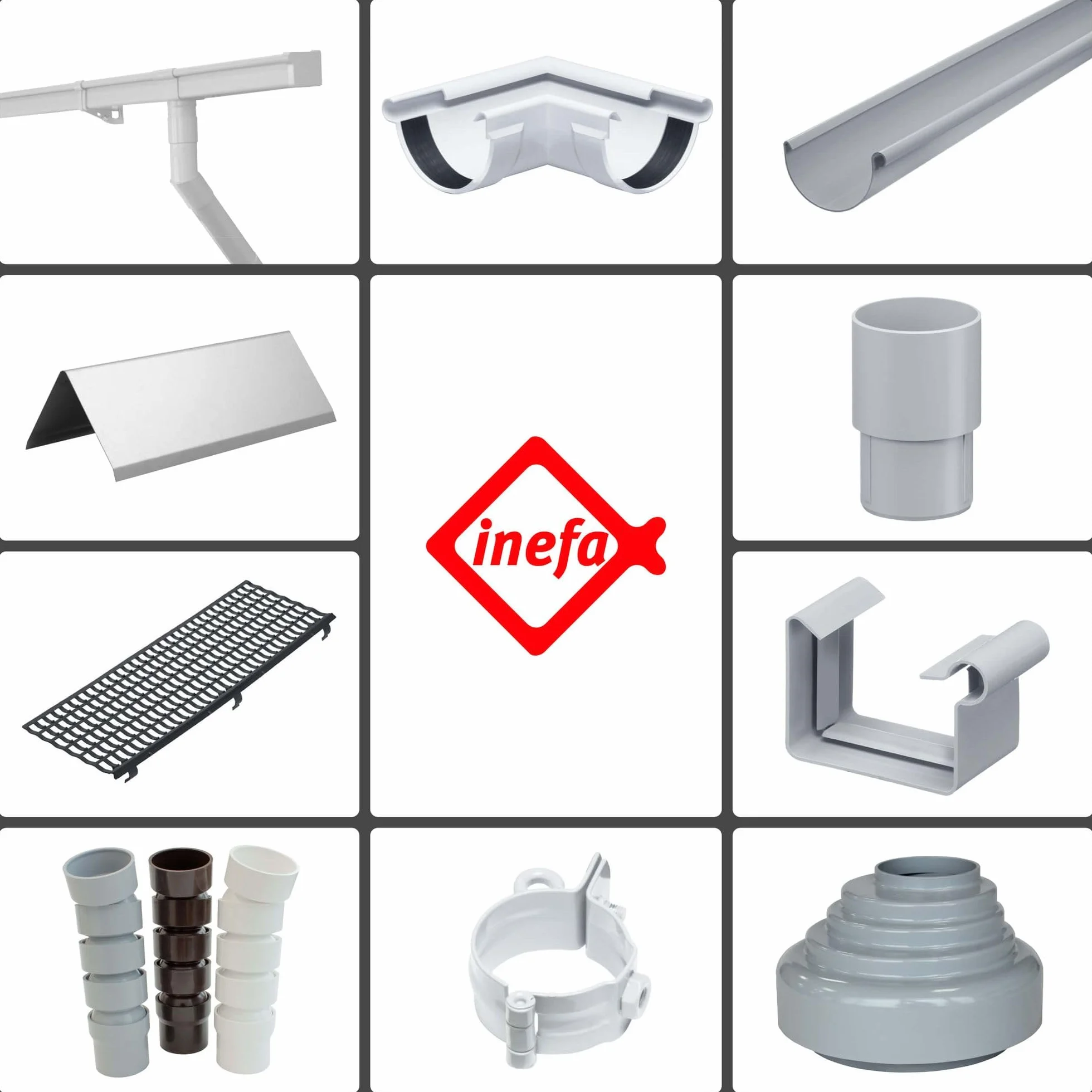 INEFA Reduktor rury spustowej PVC 100/75mm ciemnobrązowy łącznik
