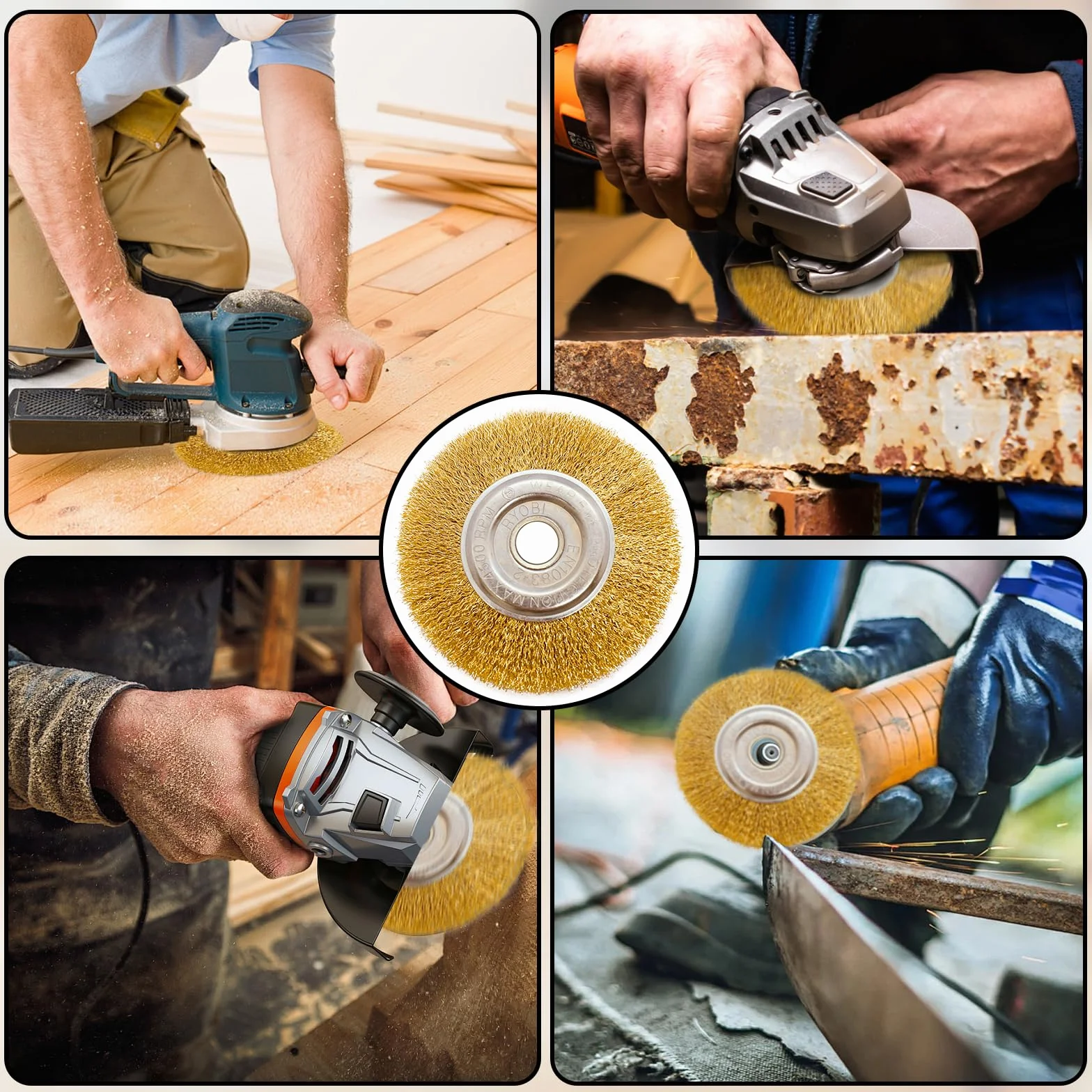 Szczotka do fug z drutu stalowego 10 cm mosiężna, kompatybilna z Gloria Multibrush, 2 sztuki