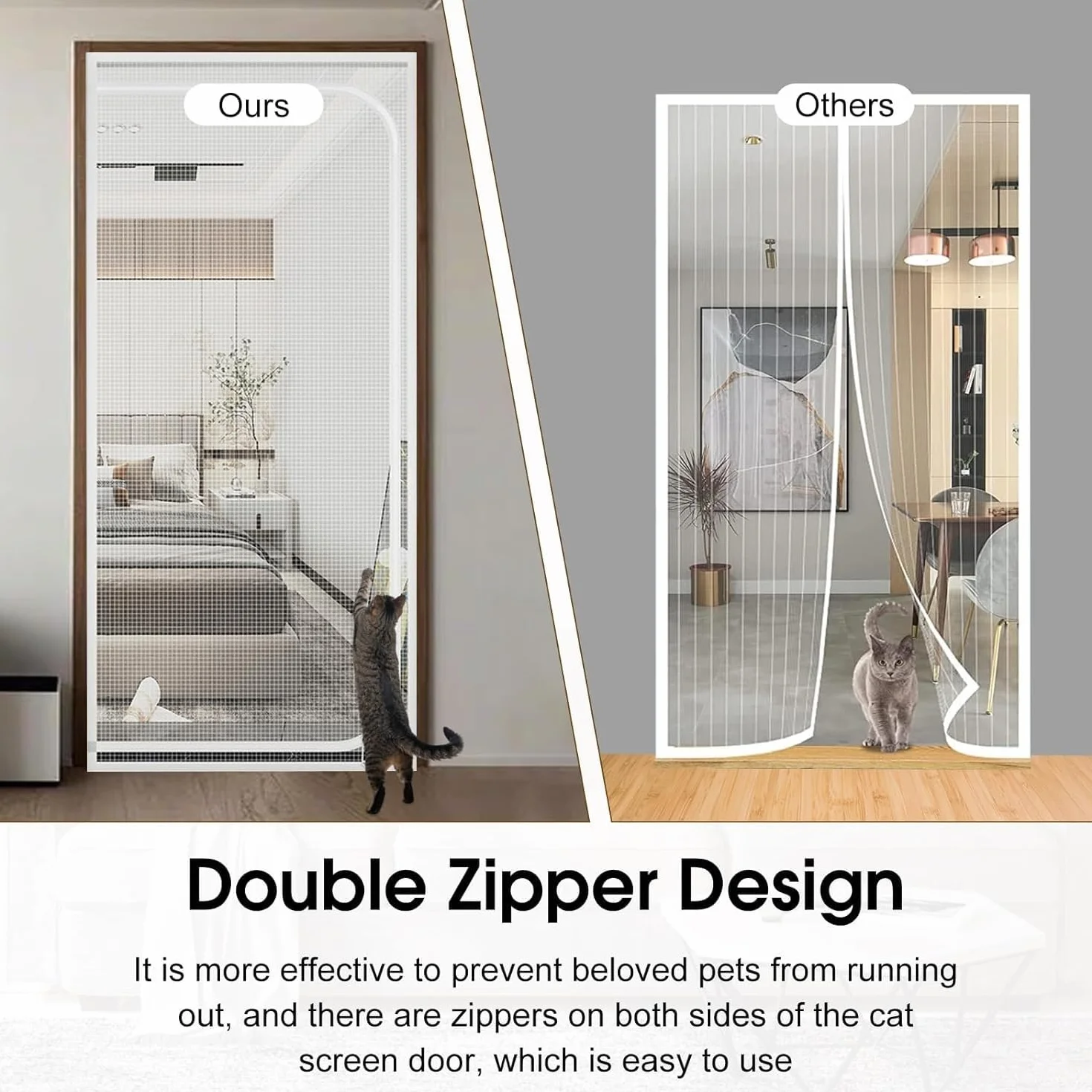 Drzwi Z Moskitierą Moskitiera Dla Kota Drzwi Balkonowe 90x210cm, Pogrubiona Moskitiera Dla Kota Moskitiera Salon, Sypialnia, Kuchnia, Patio, Pies Kot Odporna Na Zarysowania Moskitiera Z Zamkiem (Colo