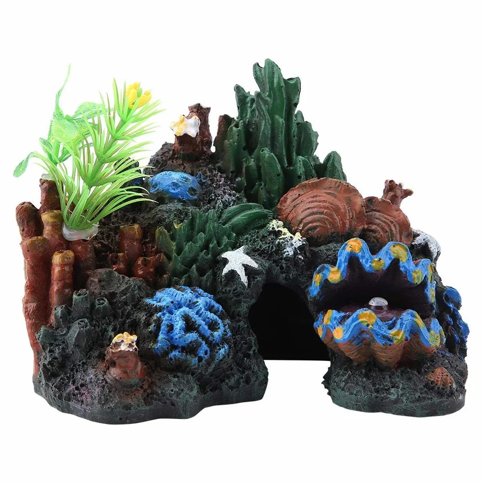 Kolorowa sztuczna morska rafa koralowa ozdoba z żywicy jaskinia wodna wystrój miniatury krajobraz do dekoracji akwarium