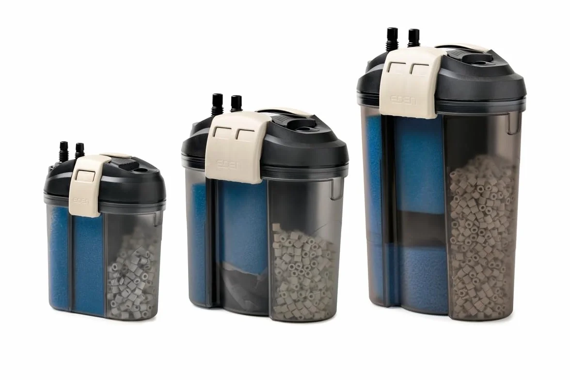 Eden 94071 FES 100 filtr zewnętrzny do akwarium – cichy podwójny system filtracji, do akwariów o pojemności do 100 litrów, oszczędność miejsca w szafce