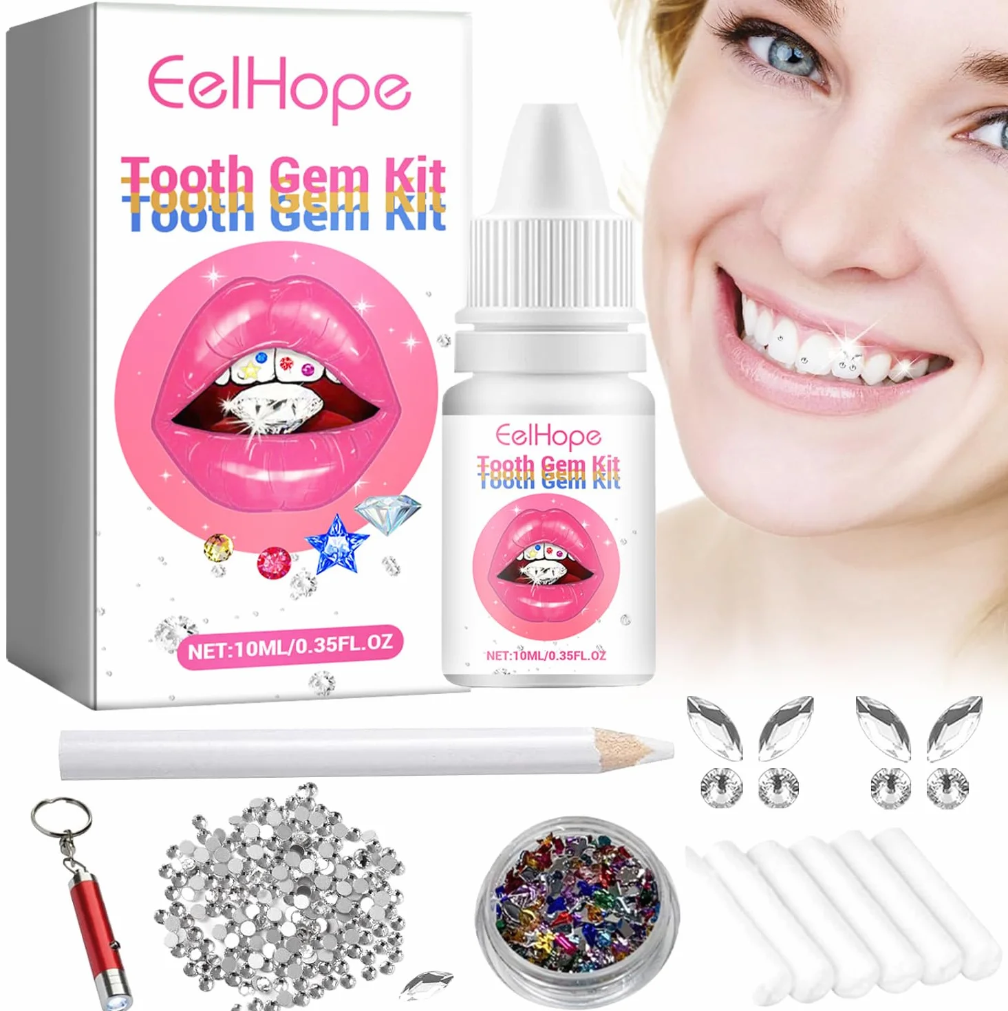 Genialne zęby Brokat Zęby Zestaw Brokatów Ząb Ząb Tooth Gems Zestaw Brokatów DIY Zęby Klejnoty Zęby Brokat Zęby Zestaw Połysków Do Połysków Klejnotów Z 1445 szt. Gem Tooth Gem