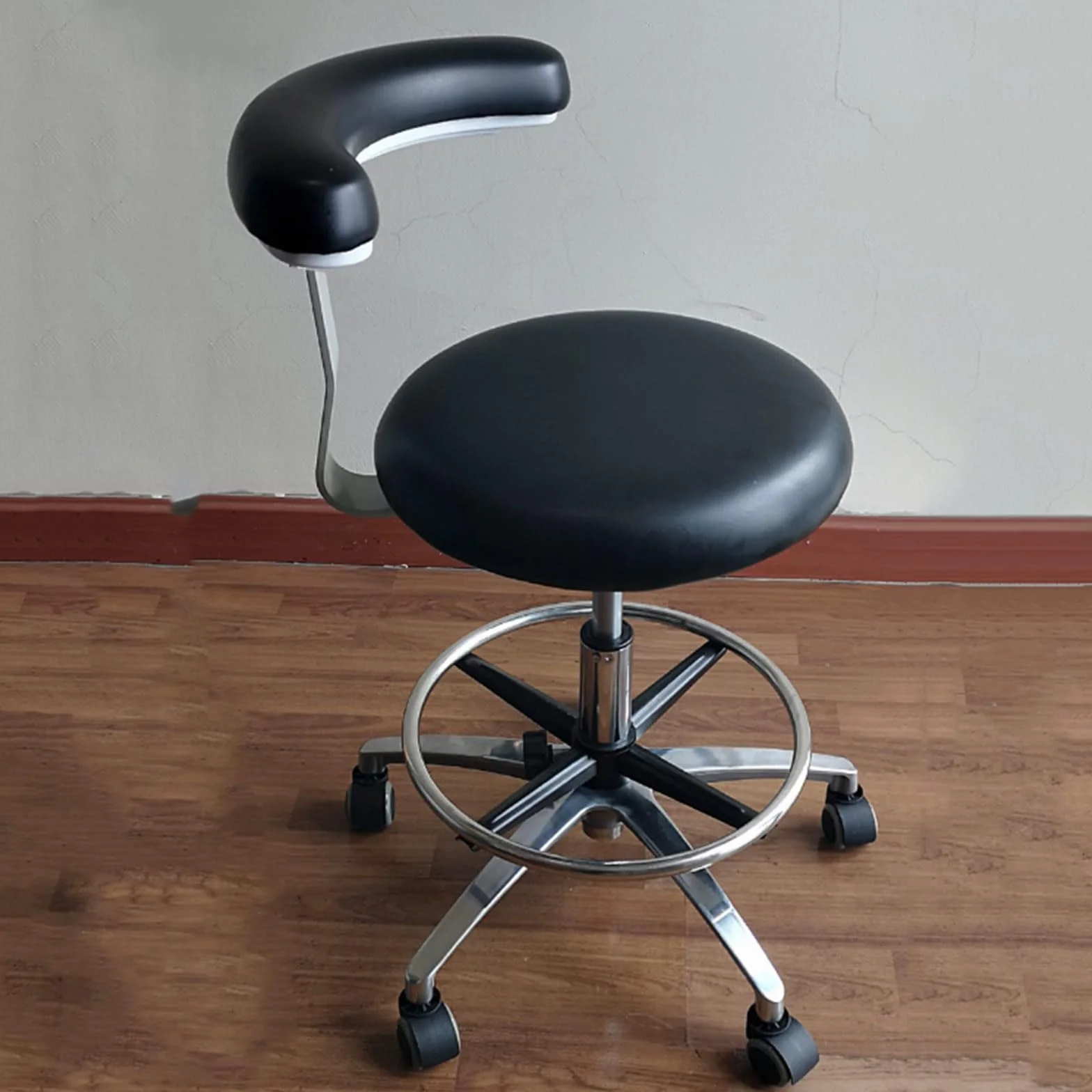 Krzesło dentystyczne stołek medyczny stołek asystent stomatologiczny stołek obracany o 360° podłokietnik skóra PU stołek siodełko krzesło salon regulacja wysokości