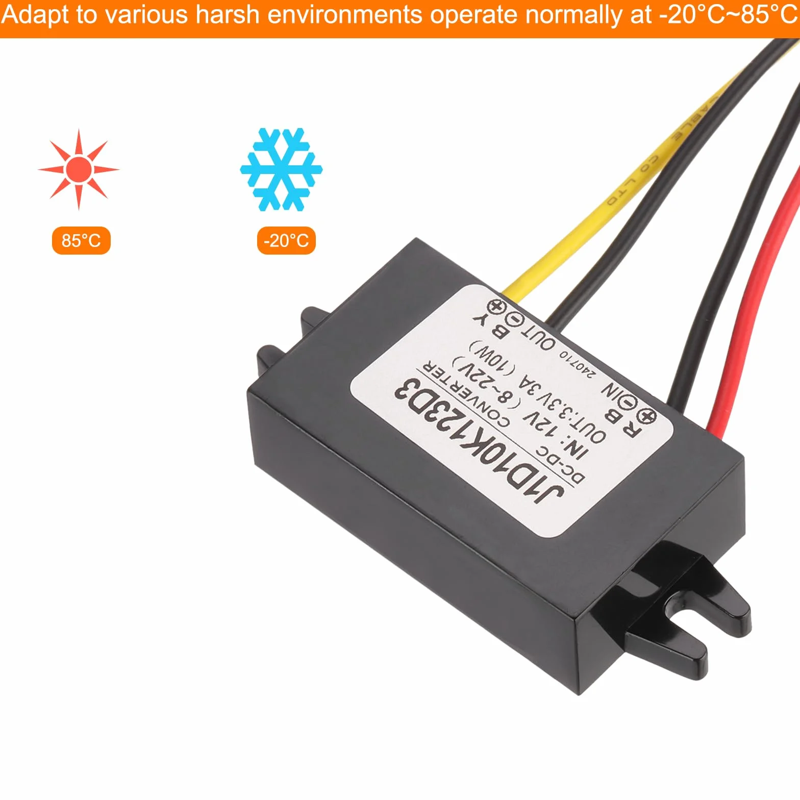 QUARKZMAN Przetwornica napięcia DC 12 V na DC 3,3 V, 3 A, 10 W, reduktor napięcia, reduktor napięcia, IP67, wodoszczelny transformator, moduł zasilacza, adapter sieciowy do samochodów osobowych i