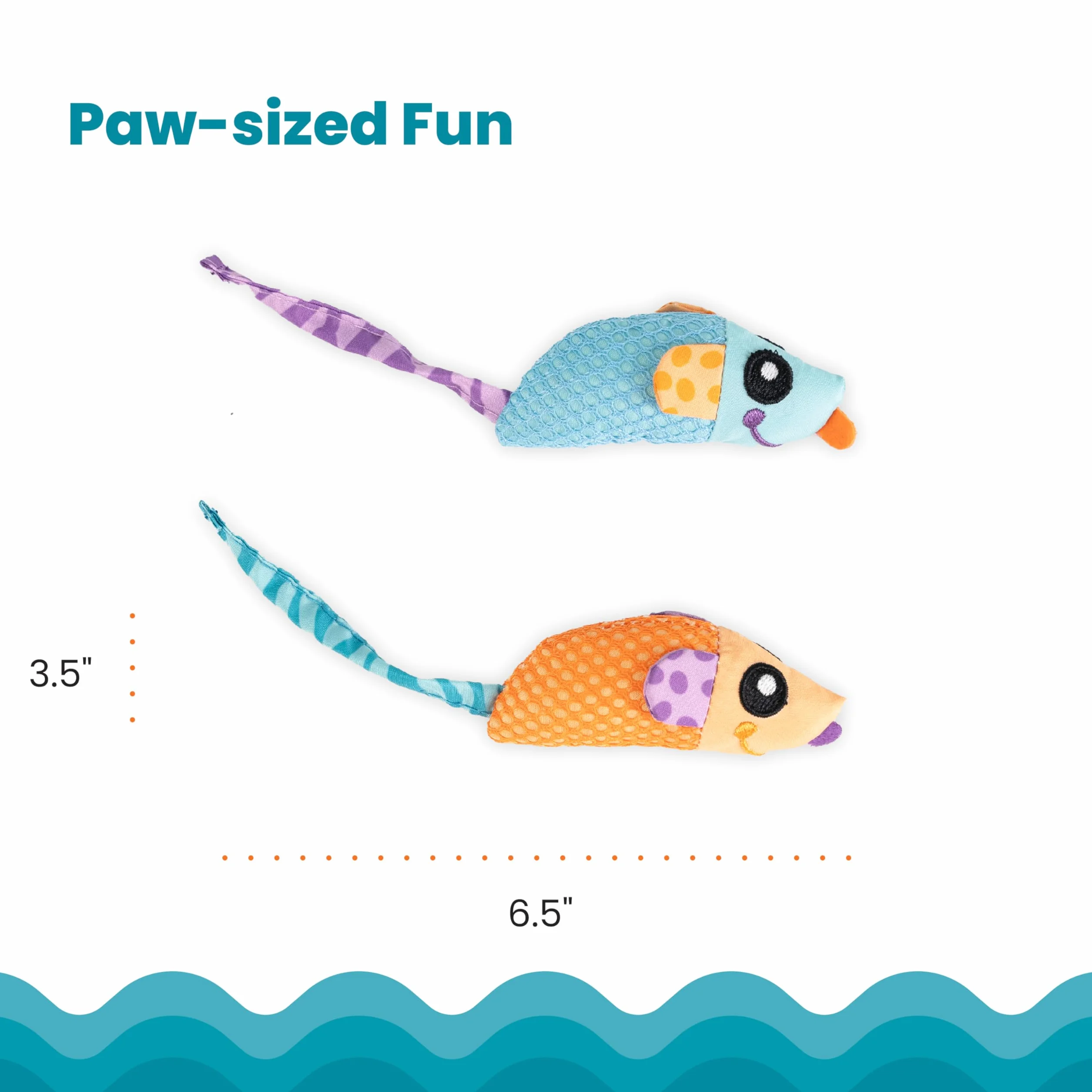 Petstages Catnip Chew Mice - Zabawka dla kota - dba o zdrowe zęby - wielobarwna - 2-pak