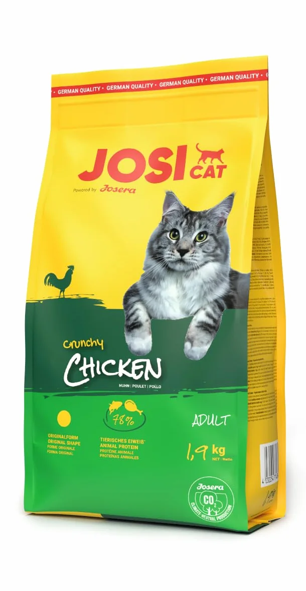 JosiCat Crunchy Chicken (1,9 kg) | sucha karma premium dla dorosłych kotów | karma dla kotów | Powered by JOSERA | 1 szt. w opakowaniu
