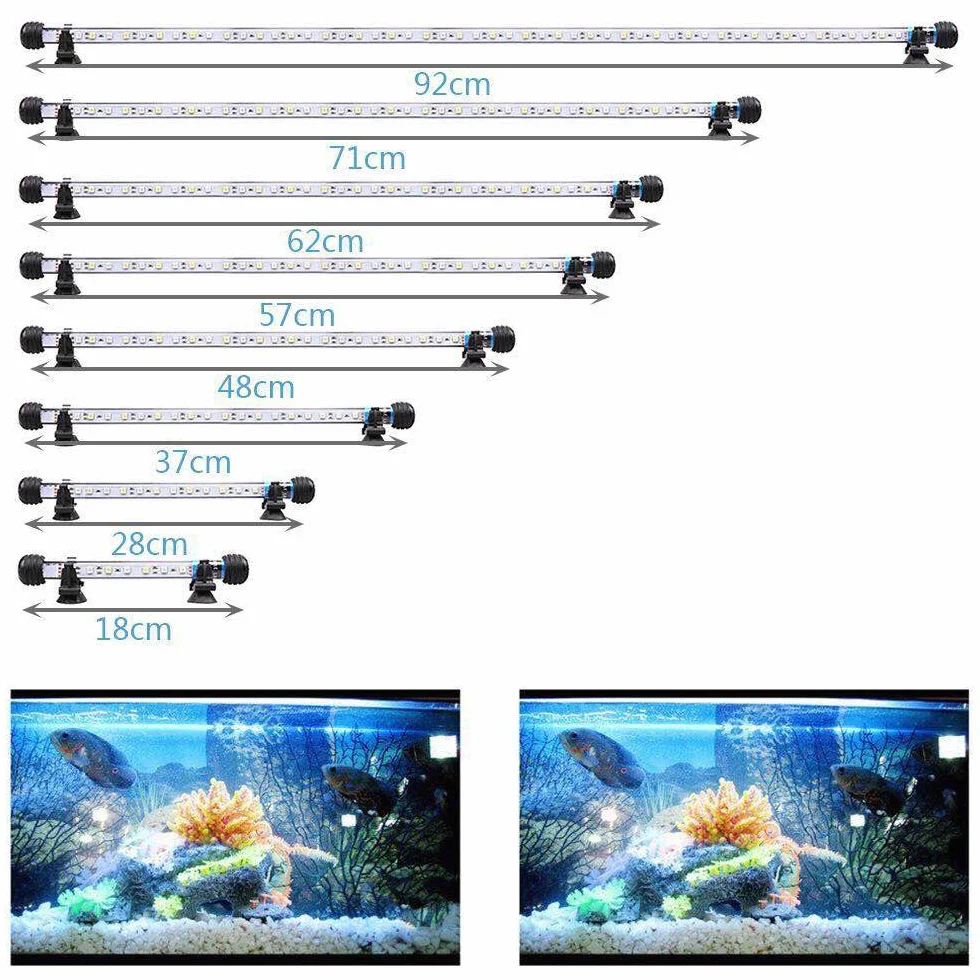 SolarNovo 18-112 cm LED oświetlenie akwarium podwodne lampa nasadowa wodoszczelna wtyczka UE z pilotem zdalnego sterowania zmiana kolorów RGB (1,8 x 71 cm, biała i niebieska)