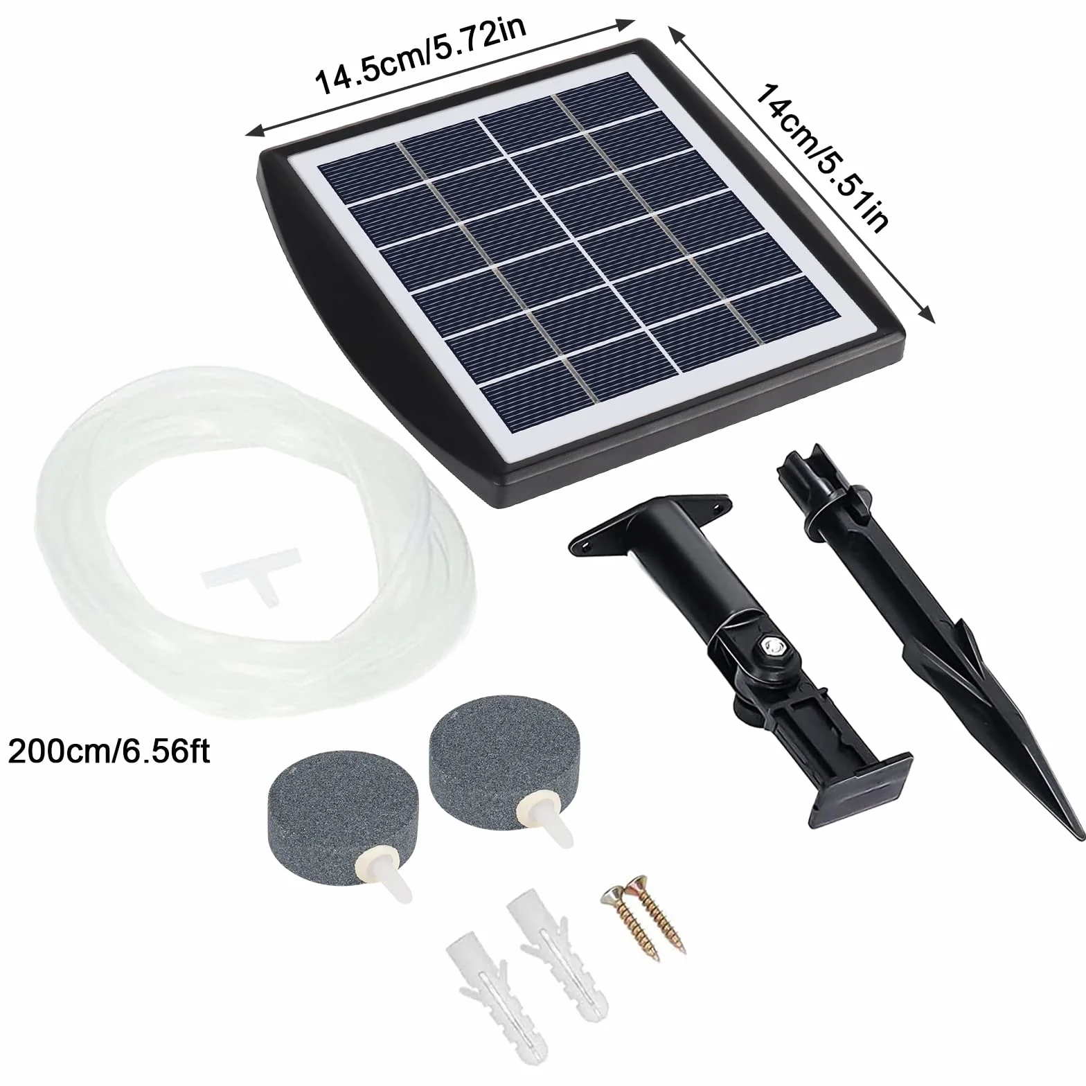 Pompa solarna do akwarium, natleniacz, GuKKK Outdoor Pool Pond Air Oxygen Pump, napowietrzacz z rurką tlenową do akwarium i kamieniem bąbelkowym