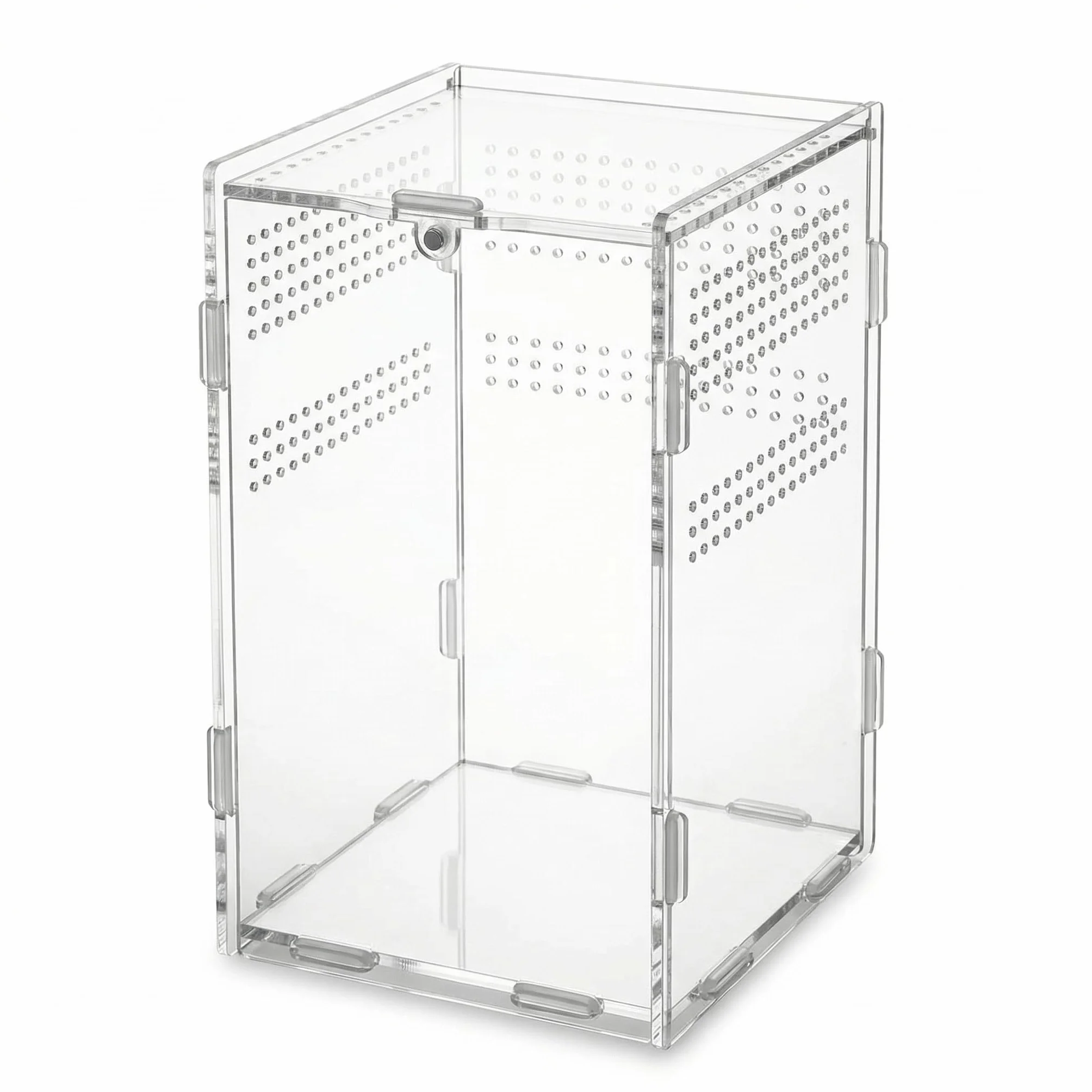QWORK® Akrylowe pudełko do karmienia gadów,20×12×12cm dla modliszki, pająków, jaszczurek, ślimaków