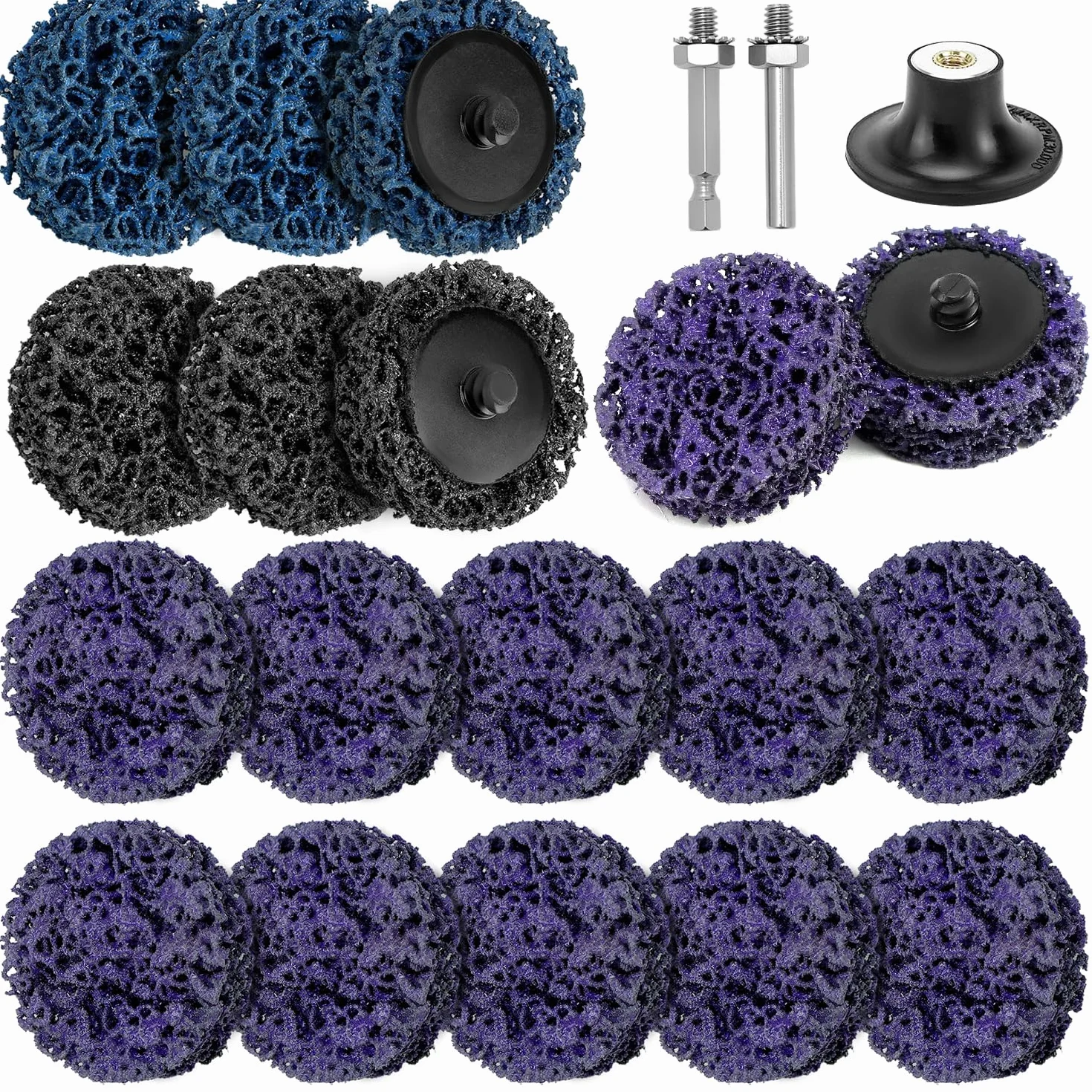 QWORK® 17-częściowy zestaw tarcz CSD 50 mm tarcza szlifierska do czyszczenia zgrubnego, tarcza do obróbki powierzchni, usuwanie rdzy i farby