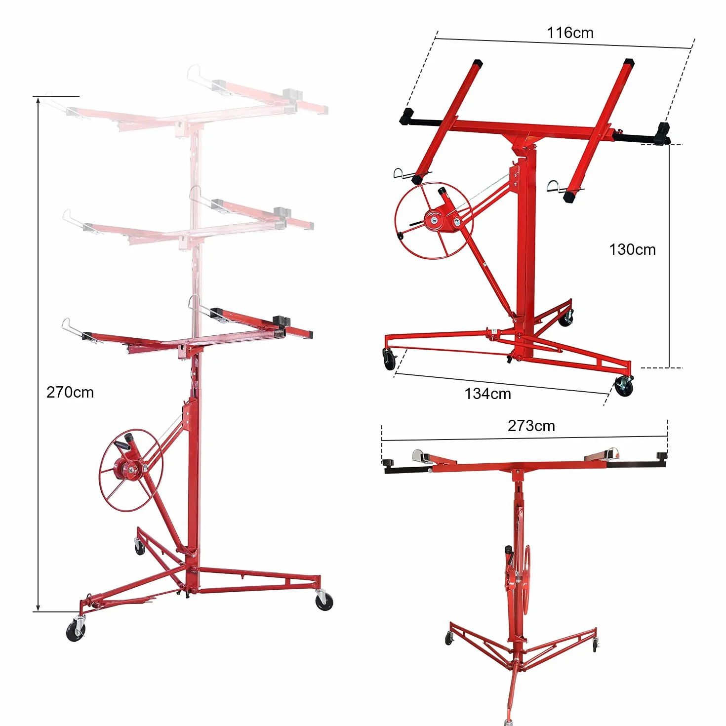 Podnośnik do płyt gipsowo-kartonowych XXL 290 cm 140-350 cm