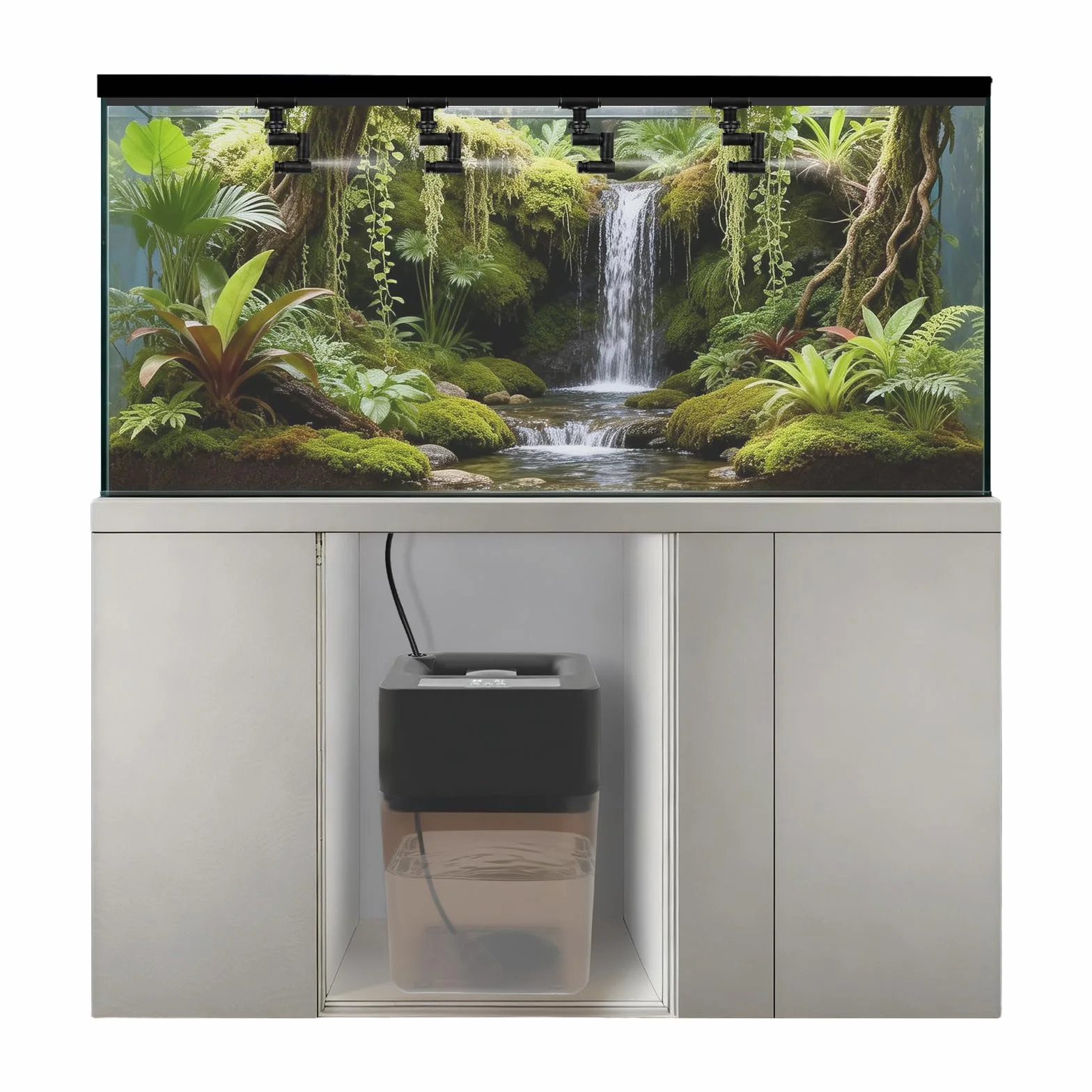 Automatyczny system zraszania terrarium, deszczownica do terrarium ze zbiornikiem na wodę 12 l, 4 dysze obracane o 360°, imitacja naturalnych opadów, terraria dla gadów i płazów