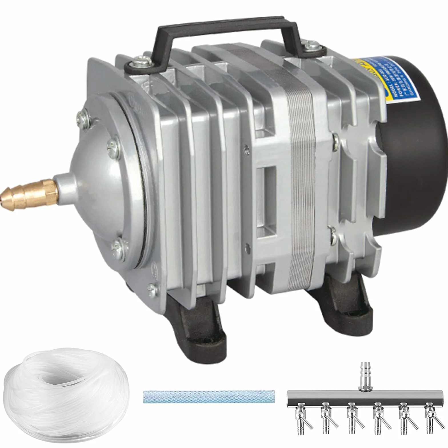 Pompa powietrza do akwarium, pompa powietrza do zbiornika na ryby, hydroponiczny, napowietrzacz 25/40/65 l/min z regulowanymi wylotami powietrza do stawu, oczyszczania odpadów, akwarium, hodowli ryb