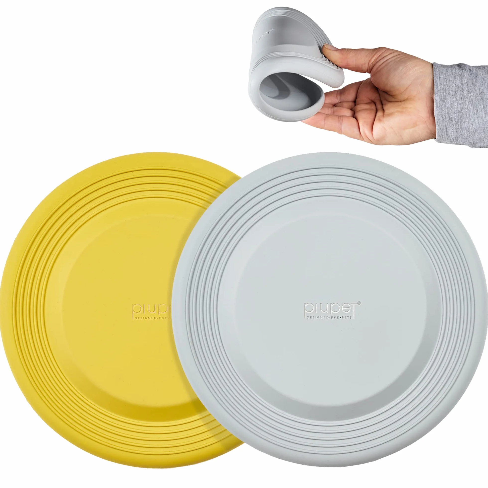 PiuPet® Frisbee dla psów, średnica 22 cm, zestaw 2 sztuk, zabawka dla psa, do uczenia psów sztuczek, niezniszczalne
