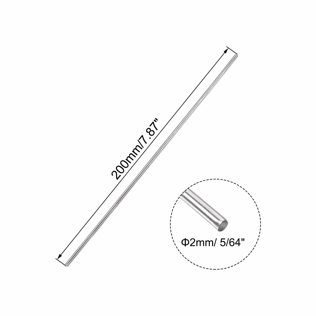 sourcing map 10 sztuk prętów okrągłych ze stali nierdzewnej 304 2 mm x 200 mm