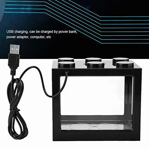Mini Akwarium Światło LED USB Wystrój Czarny