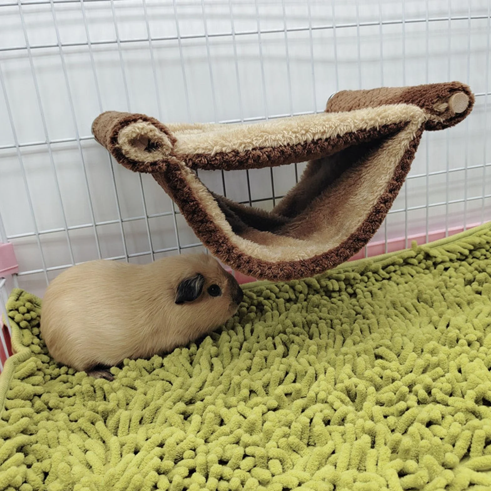 Pet Wiszący Hamak dla Małych Zwierząt - Chomik, Mysz, Szczur Huśtawka, Ciepłe Łóżko, Klatka z Łóżkiem Piętrowym (Kolor Kawy)