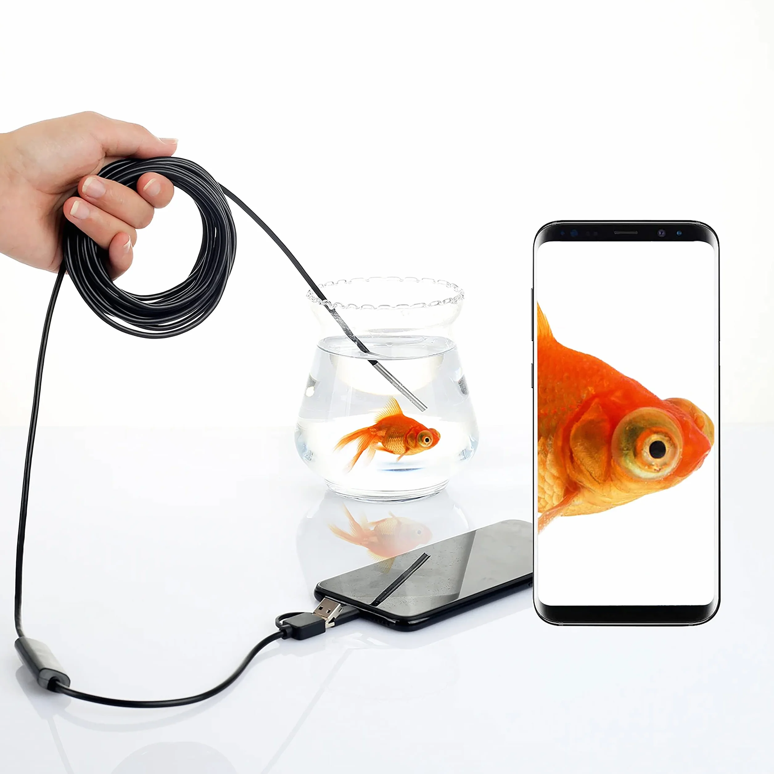 Retoo Endoskop USB-C HD do urządzeń z systemem Android, kamera endoskopowa 3,9 mm z diodami LED, wodoszczelna, megapikselowa kamera inspekcyjna, kabel wężowy do smartfonów, kamera boroskopowa