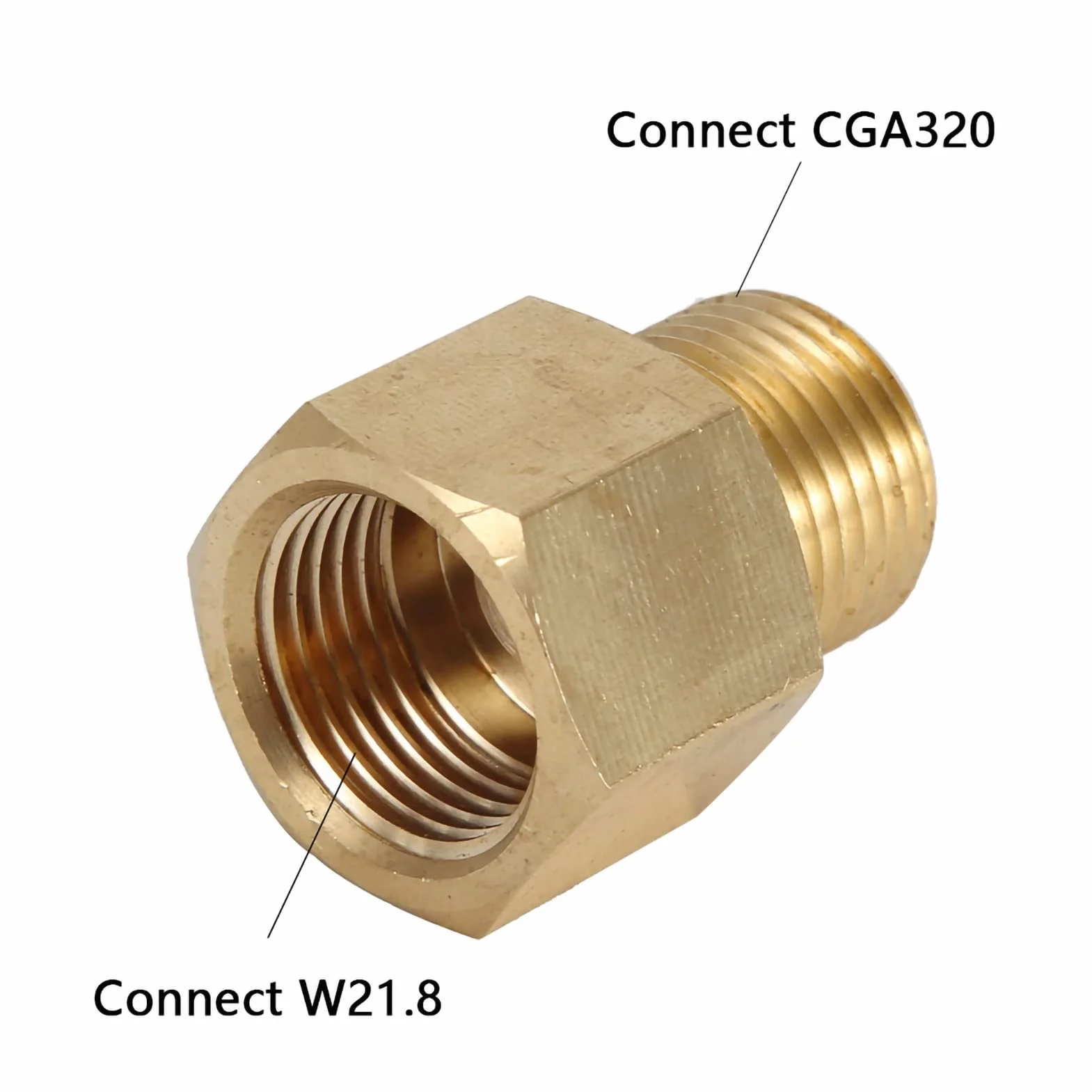 Tankadapter, CO2 Tank Adapter Messing Flaschentank W21.8 CGA320 Adapter Konverter(CGA320 konvertieren zu W21.8)
