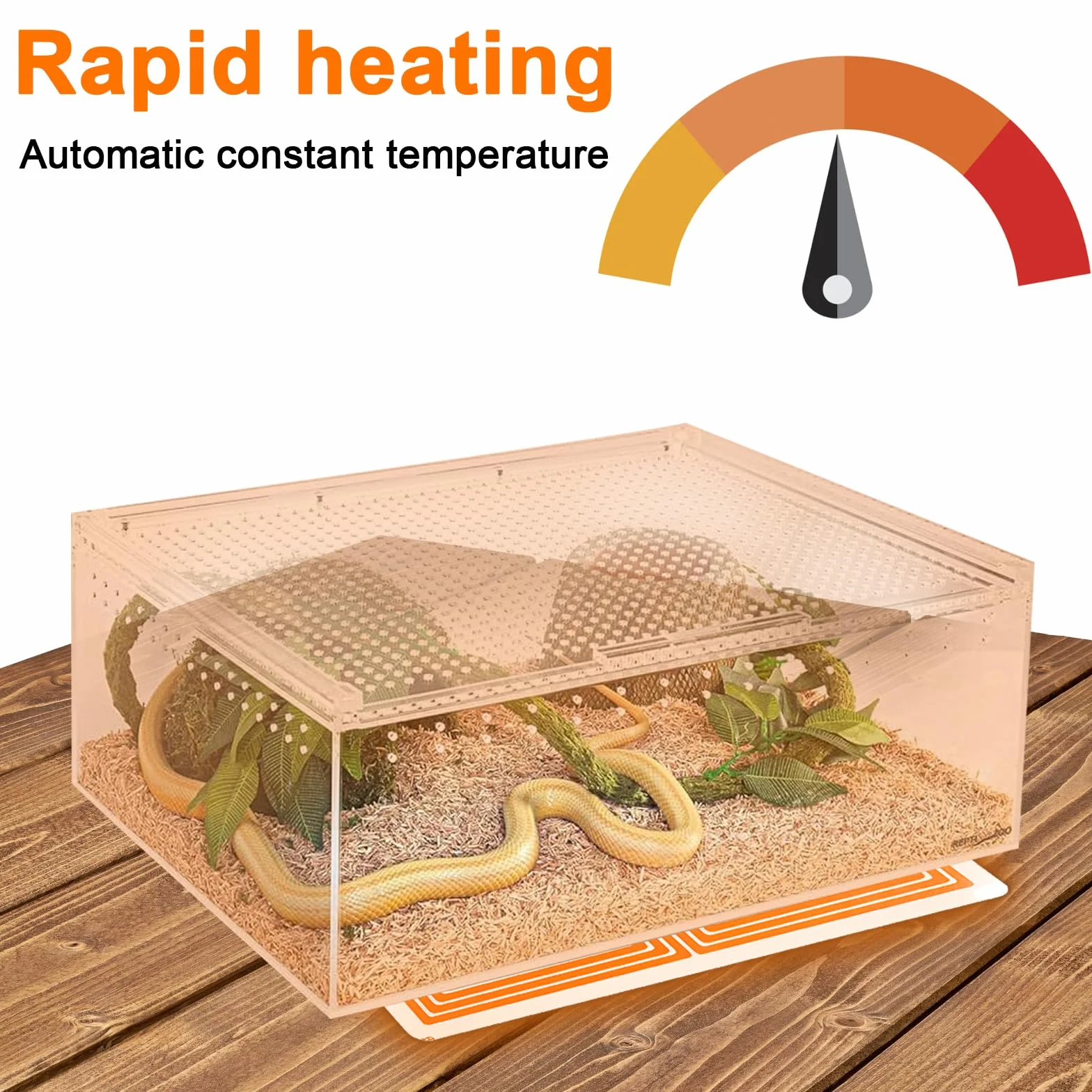 HENGBIRD Mata grzewcza do terrarium z 10-stopniowym regulatorem temperatury, mata grzewcza dla gadów, poduszka grzewcza dla żółwi, jaszczurek, węży, gekonów, pająków, gąsienic 5 W, 15 x 14 cm