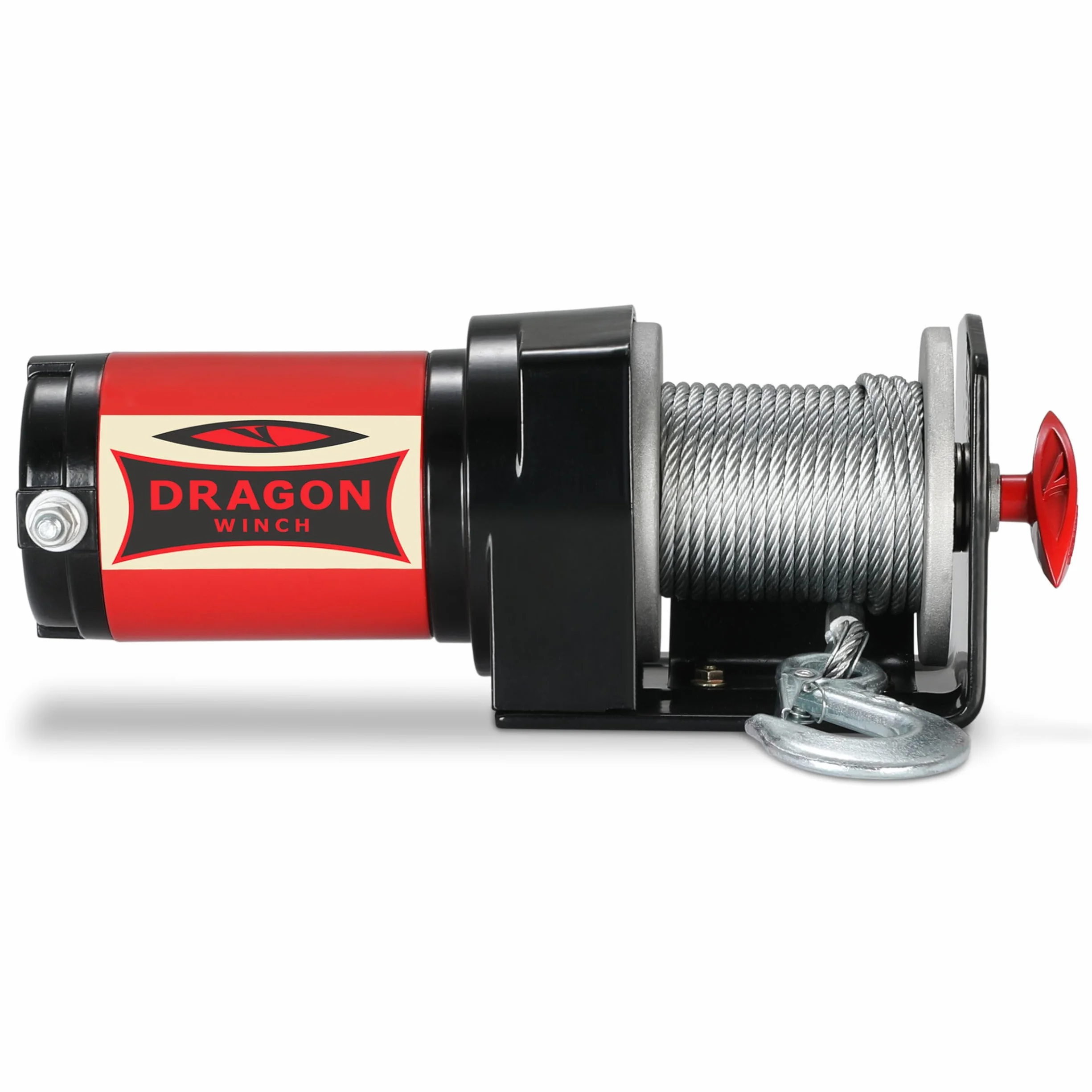 Dragon Winch Wyciągarka elektryczna 12V 2000 lbs/907 kg z liną stalową 10m do ATV, UTV pługów, quadów | w komplecie z pilotem przewodowym + akcesoria | seria Maverick