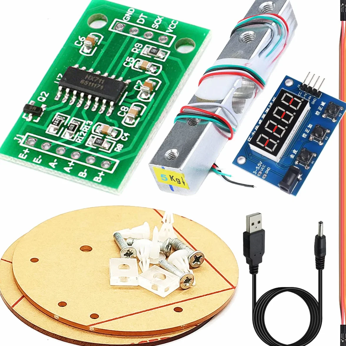 HX711 Zestaw modułów ADC z czujnikiem ciężaru 5 kg do wagi elektronicznej