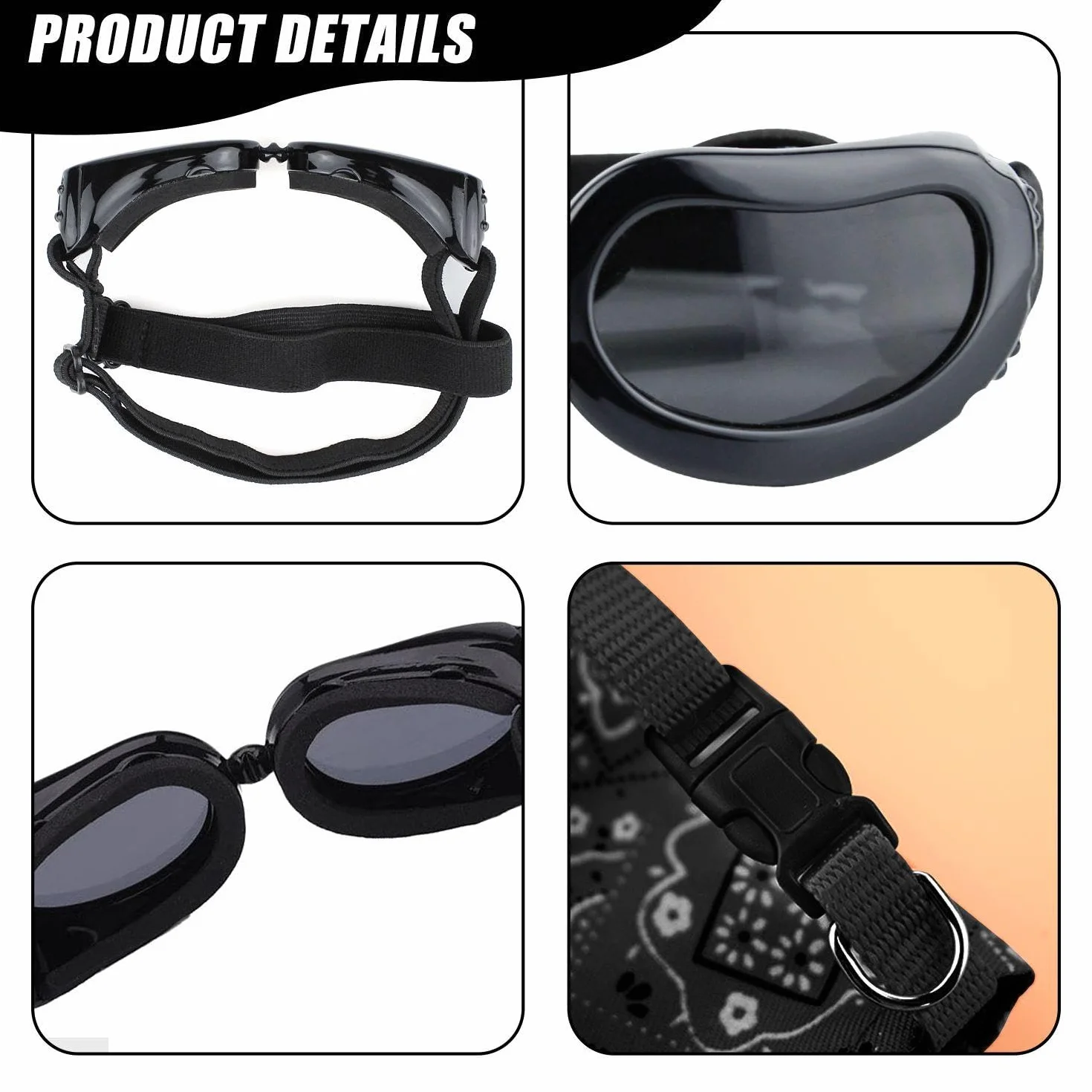 1 okulary dla małych psów i 1 x bandana dla psa, regulowane okulary, akcesoria dla zwierząt domowych, okulary przeciwsłoneczne dla psów, akcesoria do bandaży dla zwierząt domowych