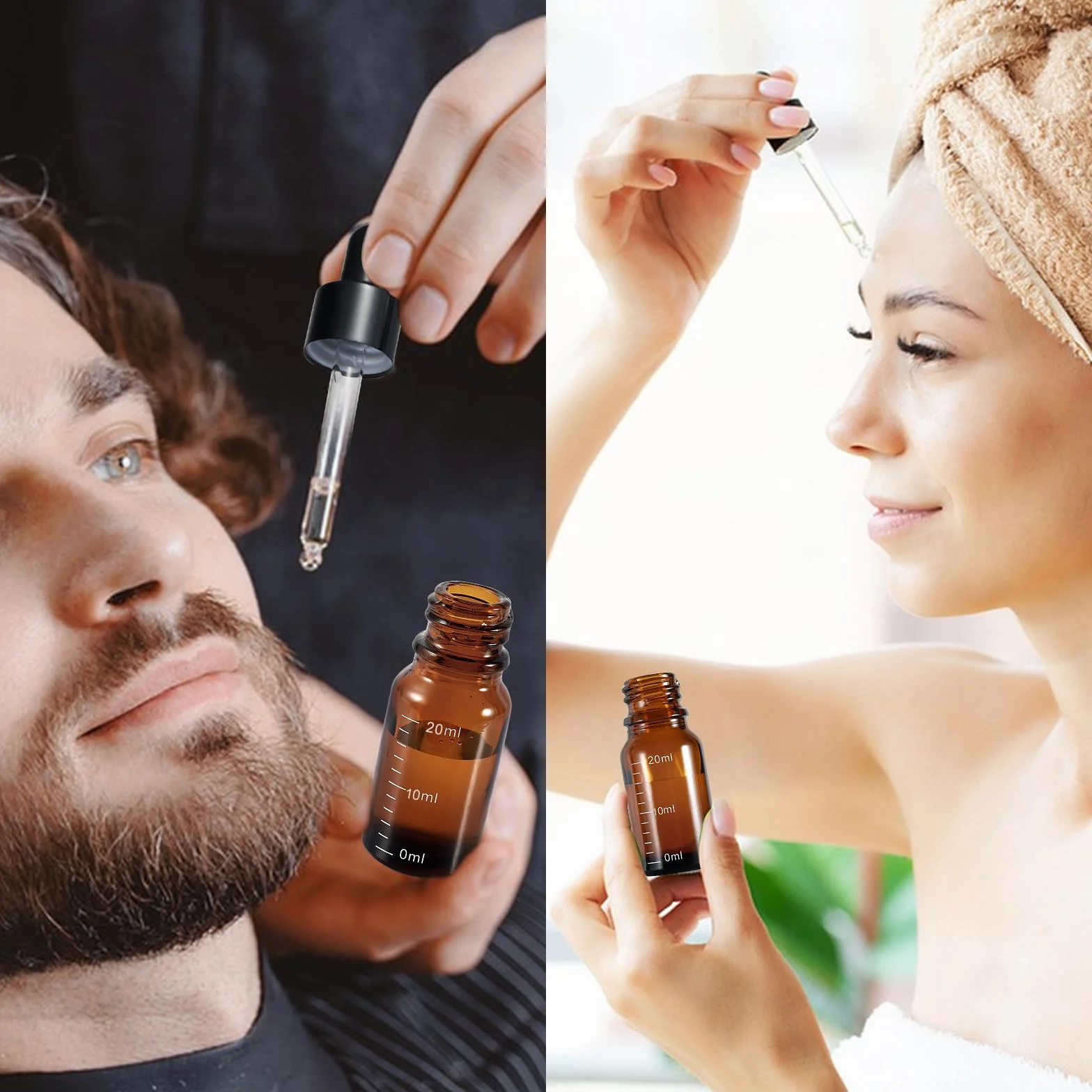 Realure 8 butelek z pipetą 20 ml, ze skalą, mała, z brązowym szkłem, butelka z kroplomierzem, butelka z pipetą, do olejków eterycznych, olejków zapachowych, płynów, 5 akcesoriów pomocniczych