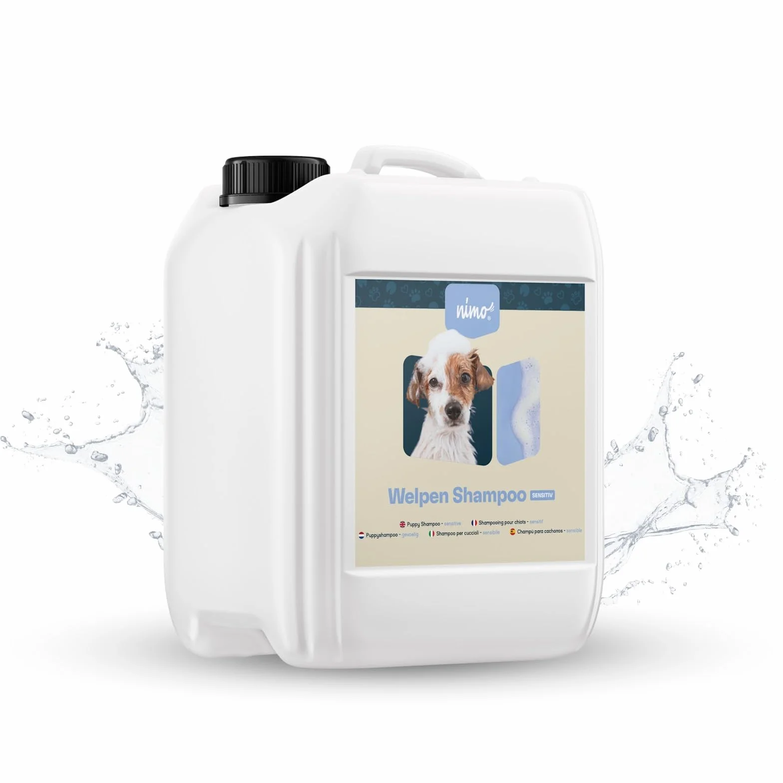 nimo® Szampon dla szczeniaków, bez substancji zapachowych i neutralnego pH z kolagenem, dla wszystkich ras psów i wrażliwych, alergicznych szczeniąt, dla lepszego czesania i błyszczącego futra, w 100%