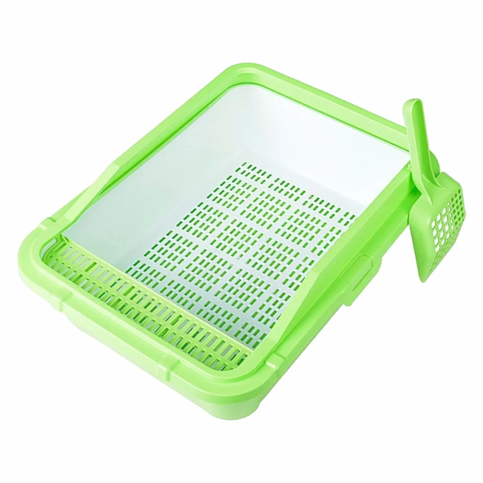 kuweta dla kota, Kuweta dla kota Otwarta kuweta Odporna na zachlapania piaskownica Kotek Nocnik Toaleta z wysokimi ściankami wszystkie rodzaje żwirku kotów(Green)