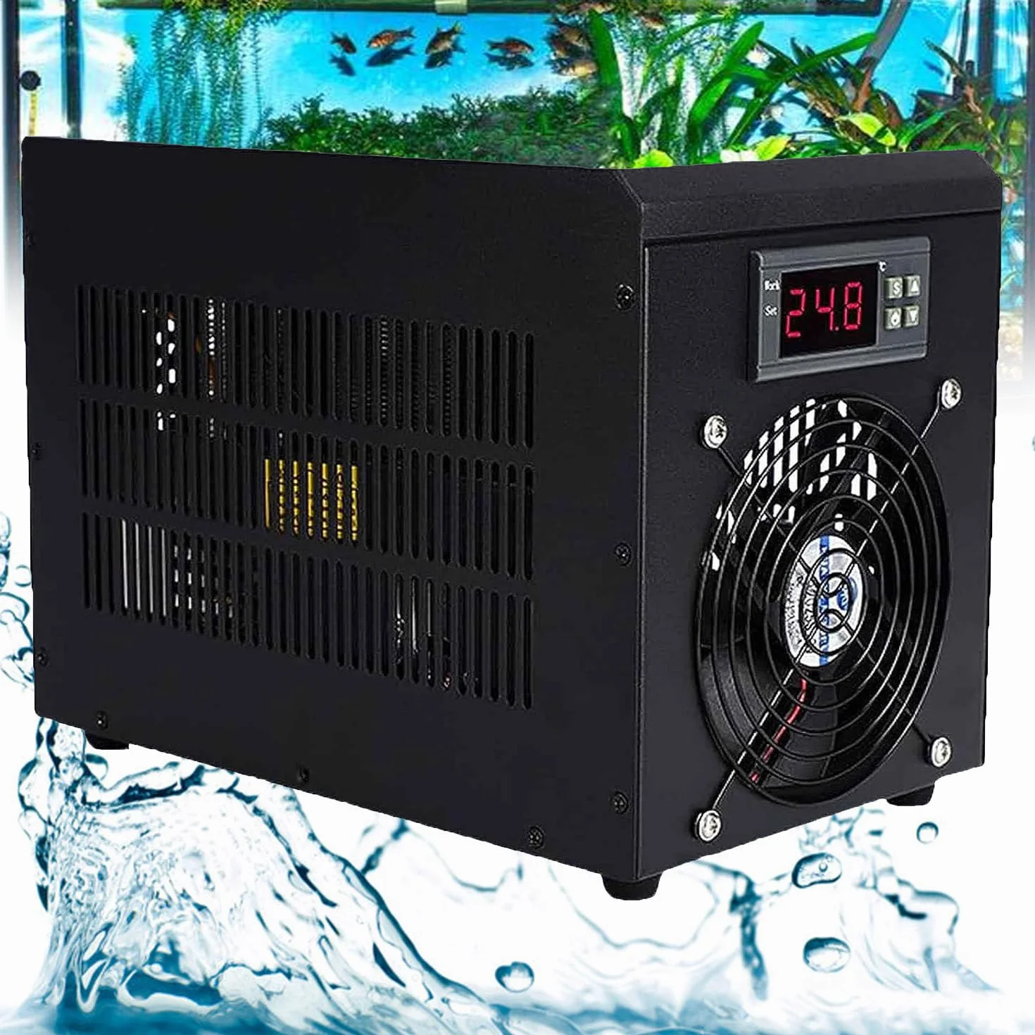 Chłodziarka do akwarium, 60L Chiller Bounus Pump Kit Chłodziarka do akwarium Sprzęt do uprawy owoców morza, do akwariów domowych, krewetki Coral Crystal 220 V z pompą