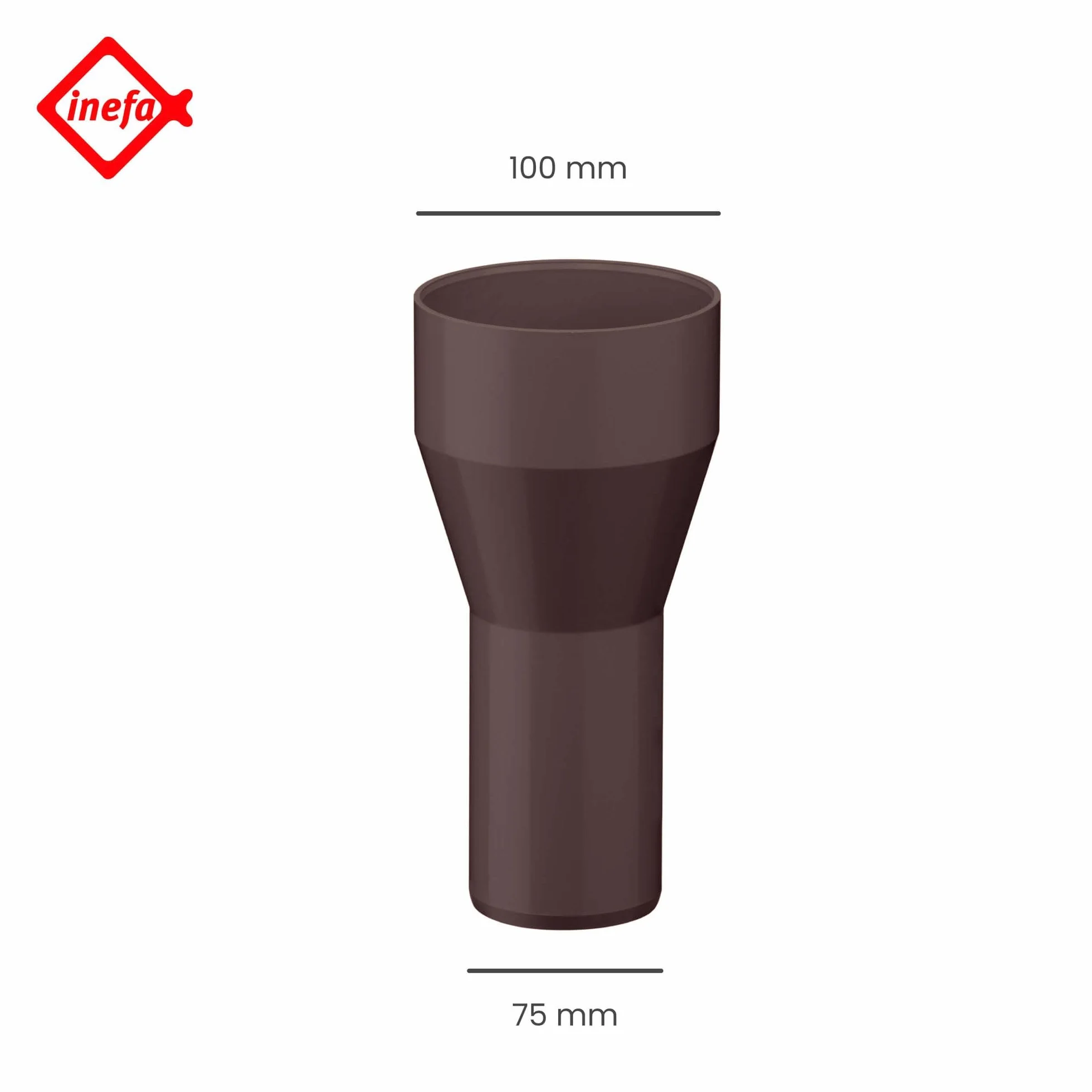 INEFA Reduktor rury spustowej PVC 100/75mm ciemnobrązowy łącznik