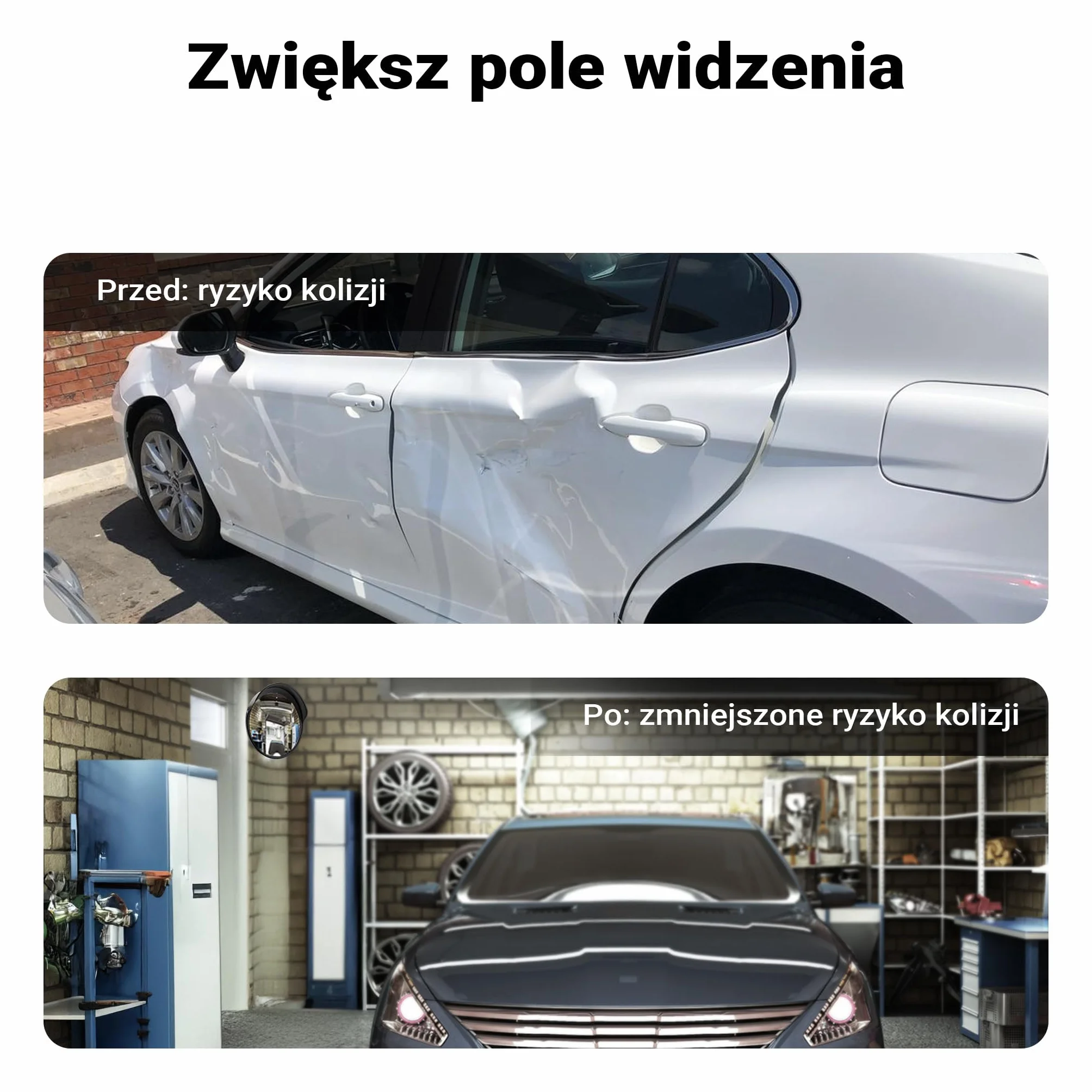 Wiltec Lustro drogowe 45 cm wypukłe z osłoną czarne, okrągłe magazynowe z polem widzenia 130°, więcej bezpieczeństwa przy wyjeździe z materiałem montażowym
