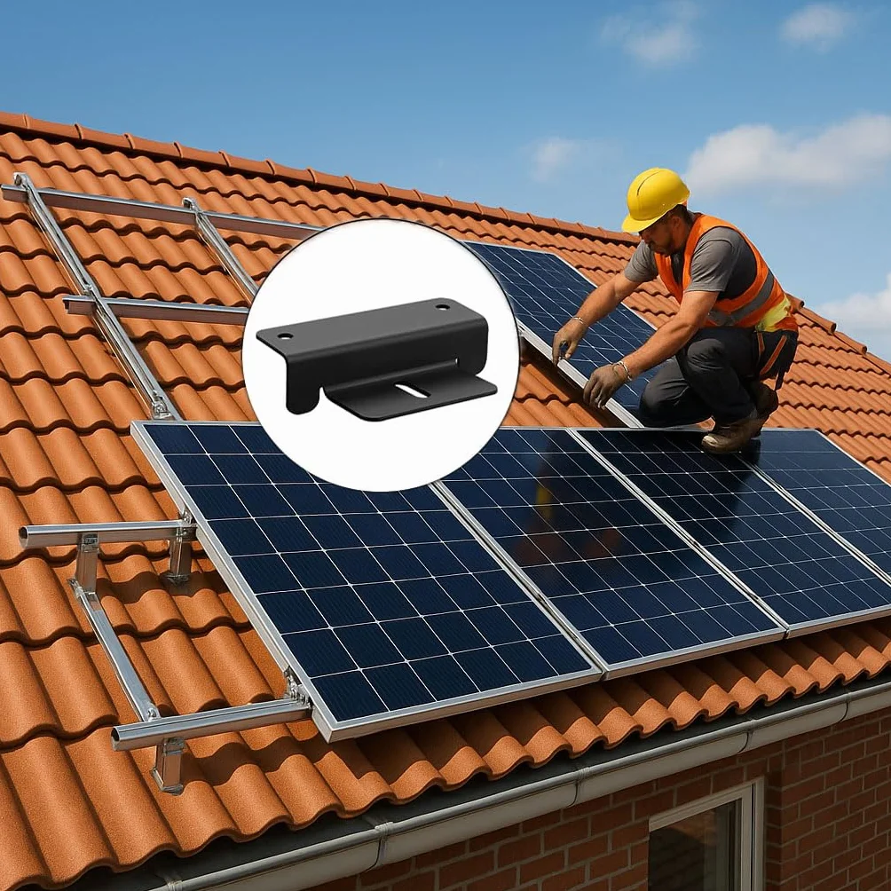 Uchwyt na panel słoneczny modułu PV 8 sztuk czarny
