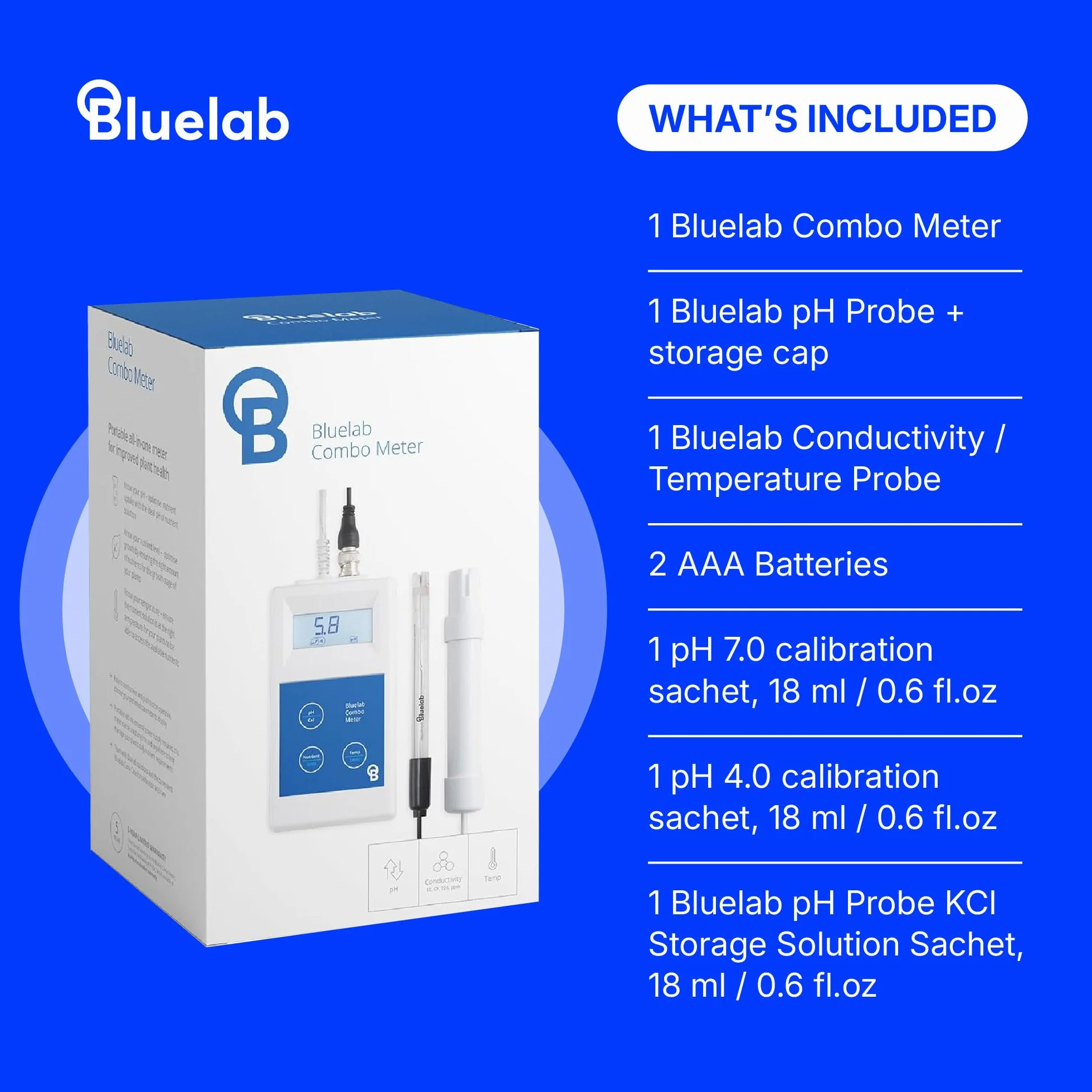 Bluelab Combo Meter System Testujący Gospodarstwa Domowego, Wielokolorowy, 14.48 x 7.62 x 3.78 cm