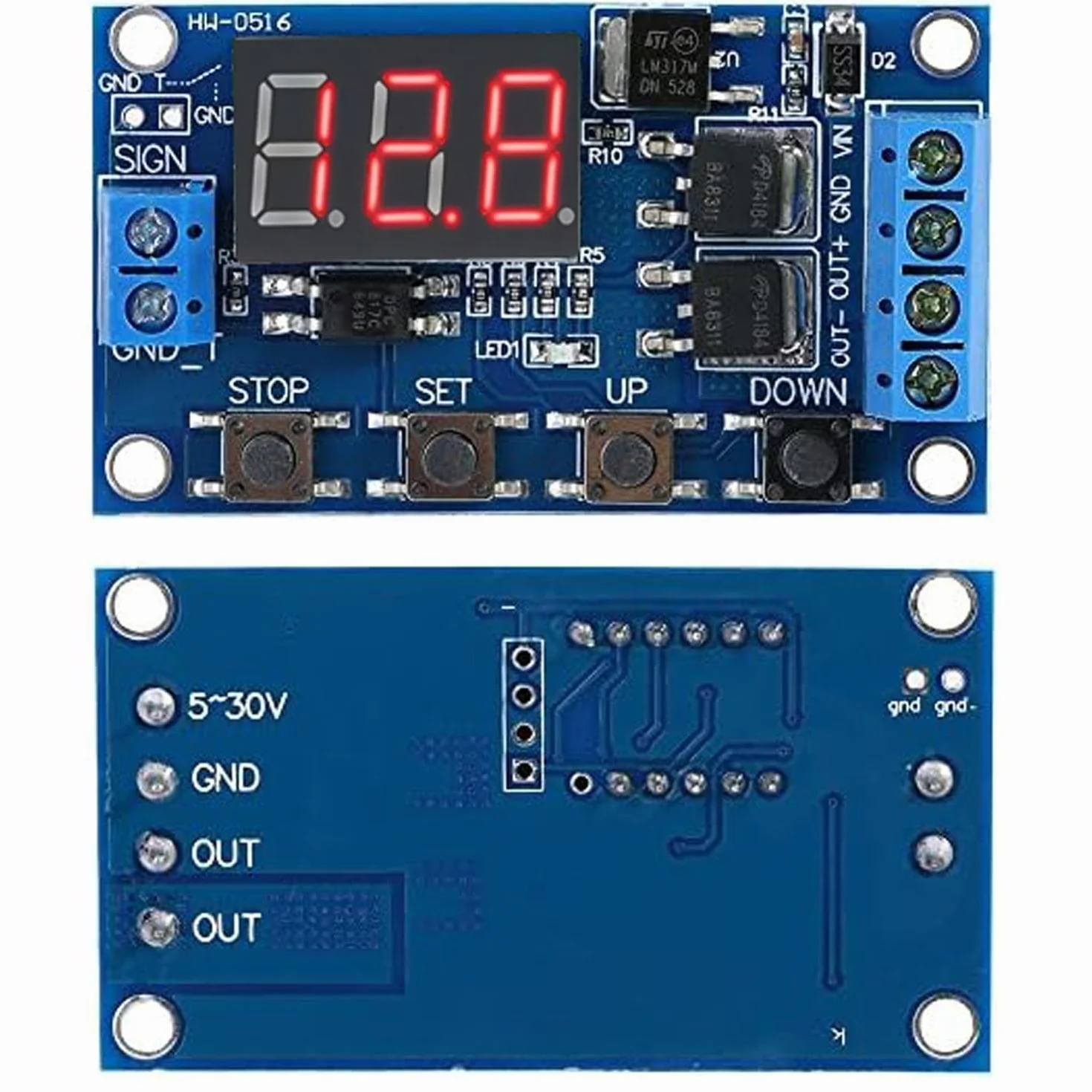 RUNCCI-YUN 2 szt. DC 5 V 12 V 24 V 36 V moduł czasowy cykl wyzwalania opóźnienie timer przełącznik włączania/wyłączania regulowany moduł przekaźnikowy z wyświetlaczem LED