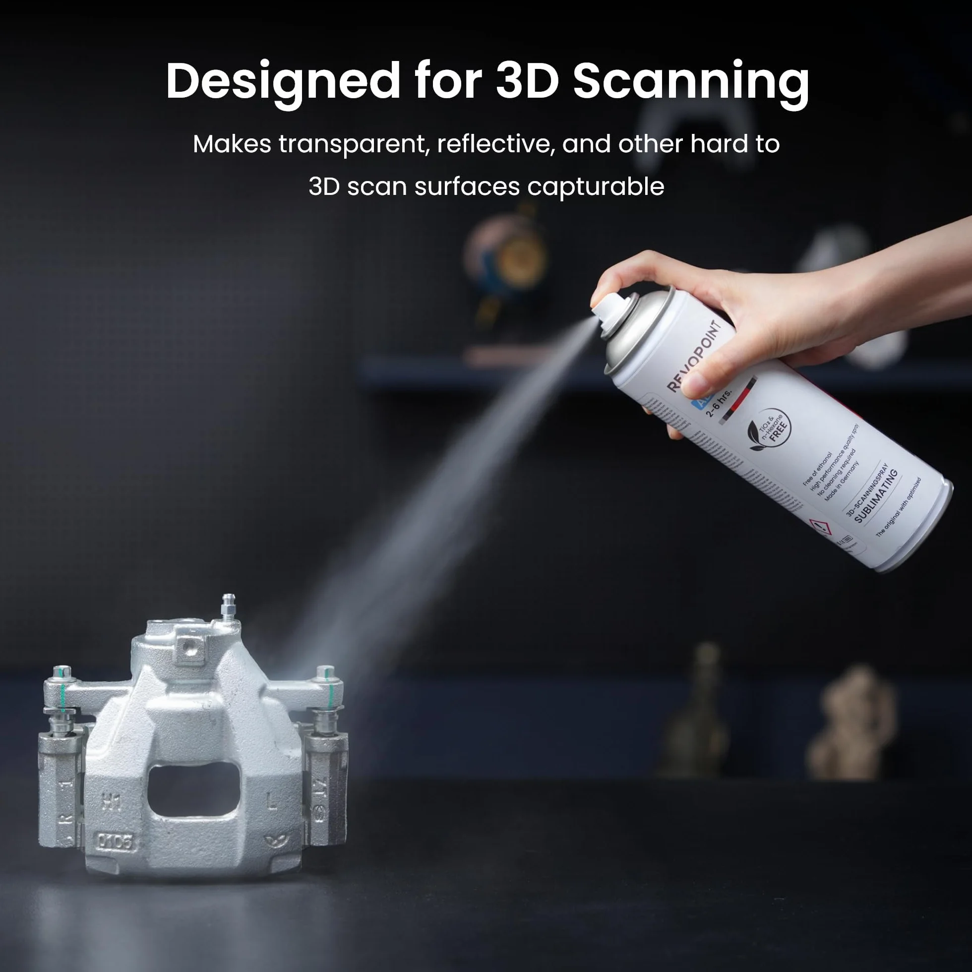 Revopoint AB6 3D scanning spray for reflective, transparent, textured surfaces