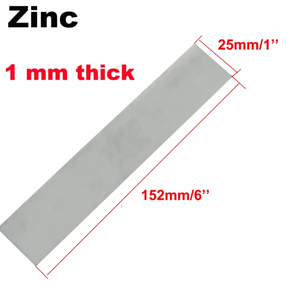 Zestaw arkuszy anodowych nikiel miedź cynk 25x152x1 mm do galwanizacji