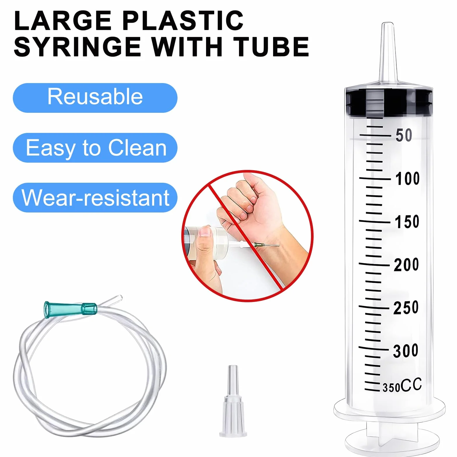 2 duże strzykawki 250 ml, 350 ml, 550 ml, plastikowa strzykawka z wężem, syringi do pomiaru płynów, strzykawka dozująca dla przemysłu, indywidualnie uszczelniona strzykawka, plastikowa strzykawka do