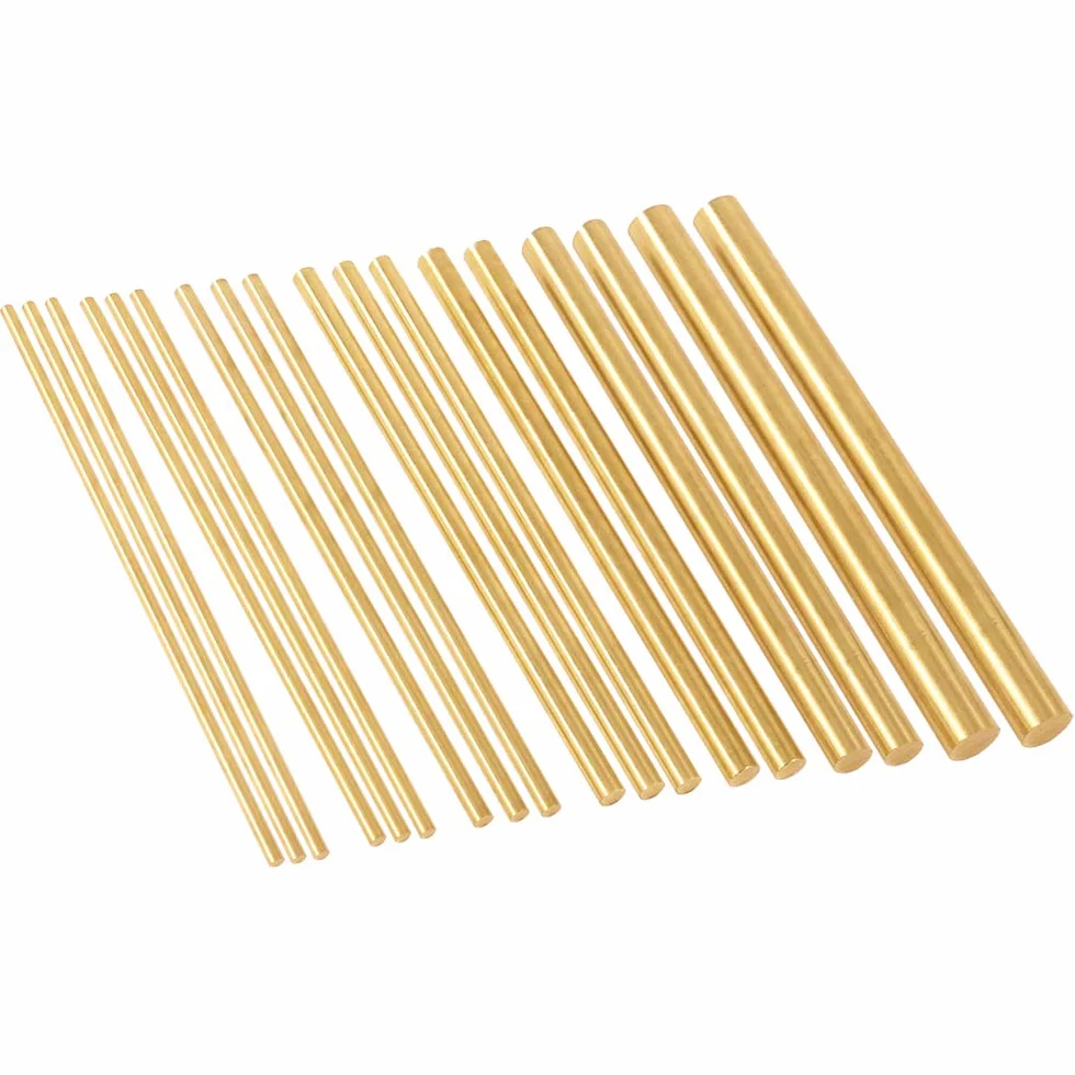 Glarks 18 szt. mosiężne okrągłe pręty drążkowe do prac DIY, średnica 2,5-8 mm długość 100 mm