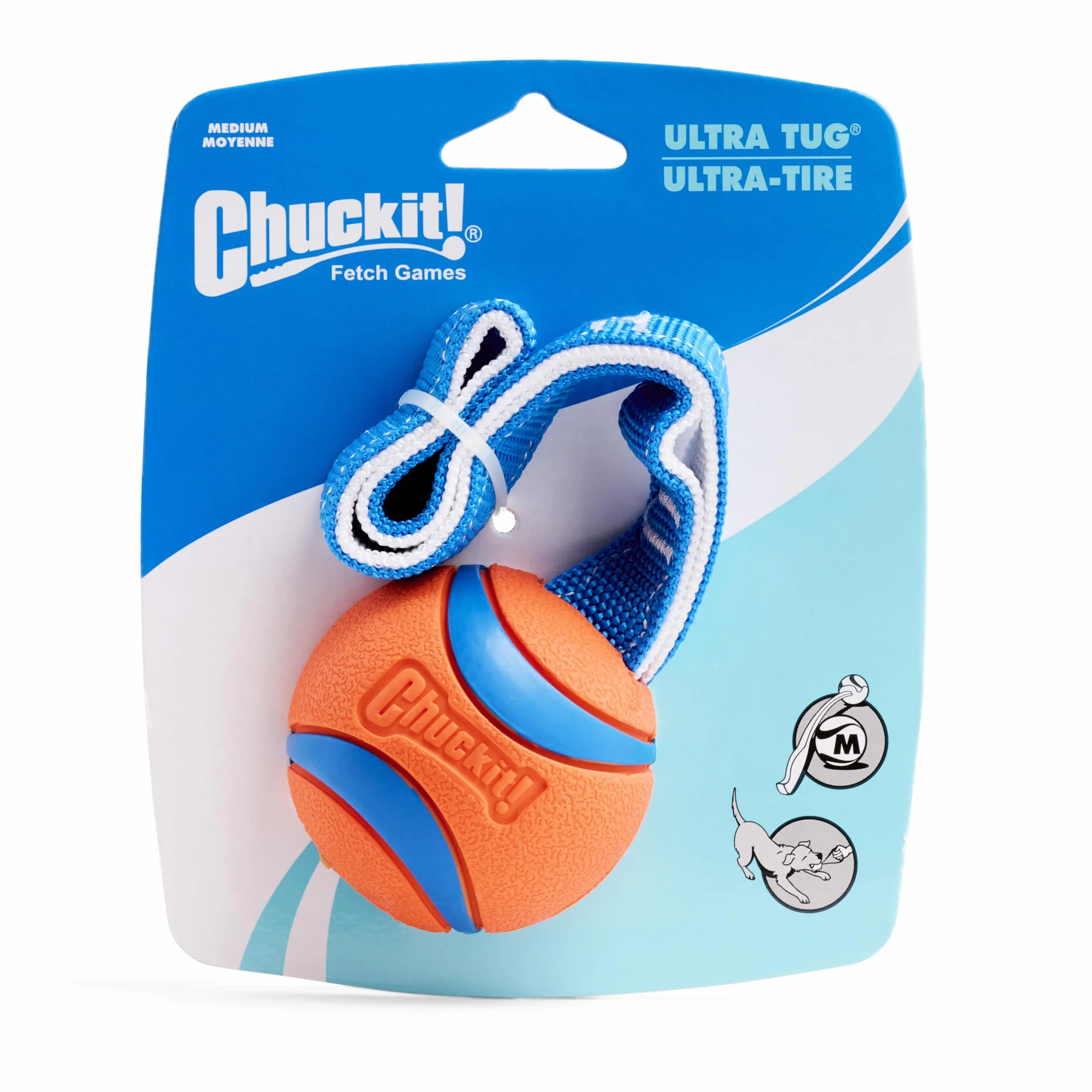 Chuckit! Ultra holownik zabawka dla psa z gumową kulką przeciąganie liny interaktywna zabawka dla psów, średnia
