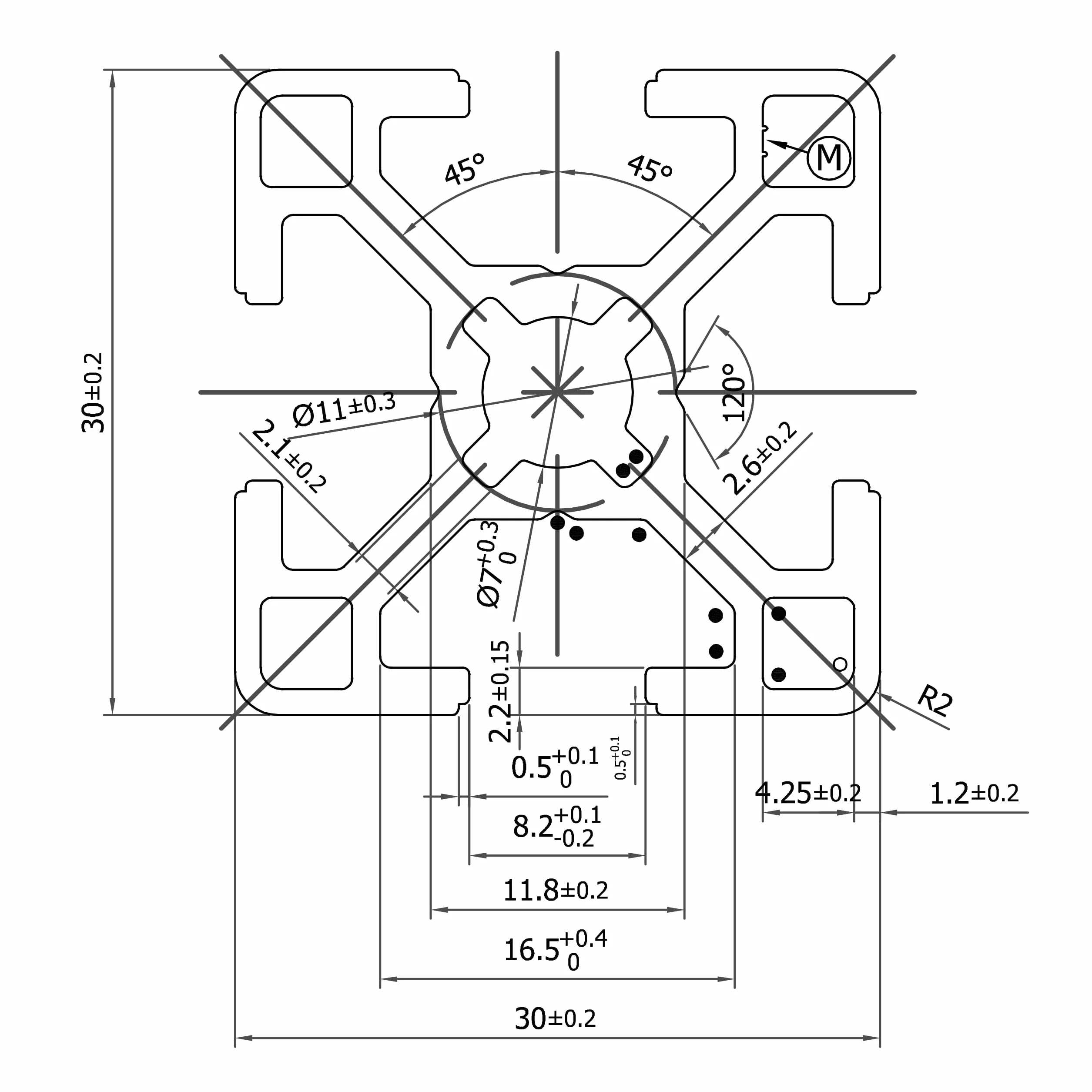 Profil Konstrukcyjny Aluminium 30x30 mm Rowek 8 mm Długość 50 cm Anodowany Odporny na Korozję GAL - INDUSTRIAL