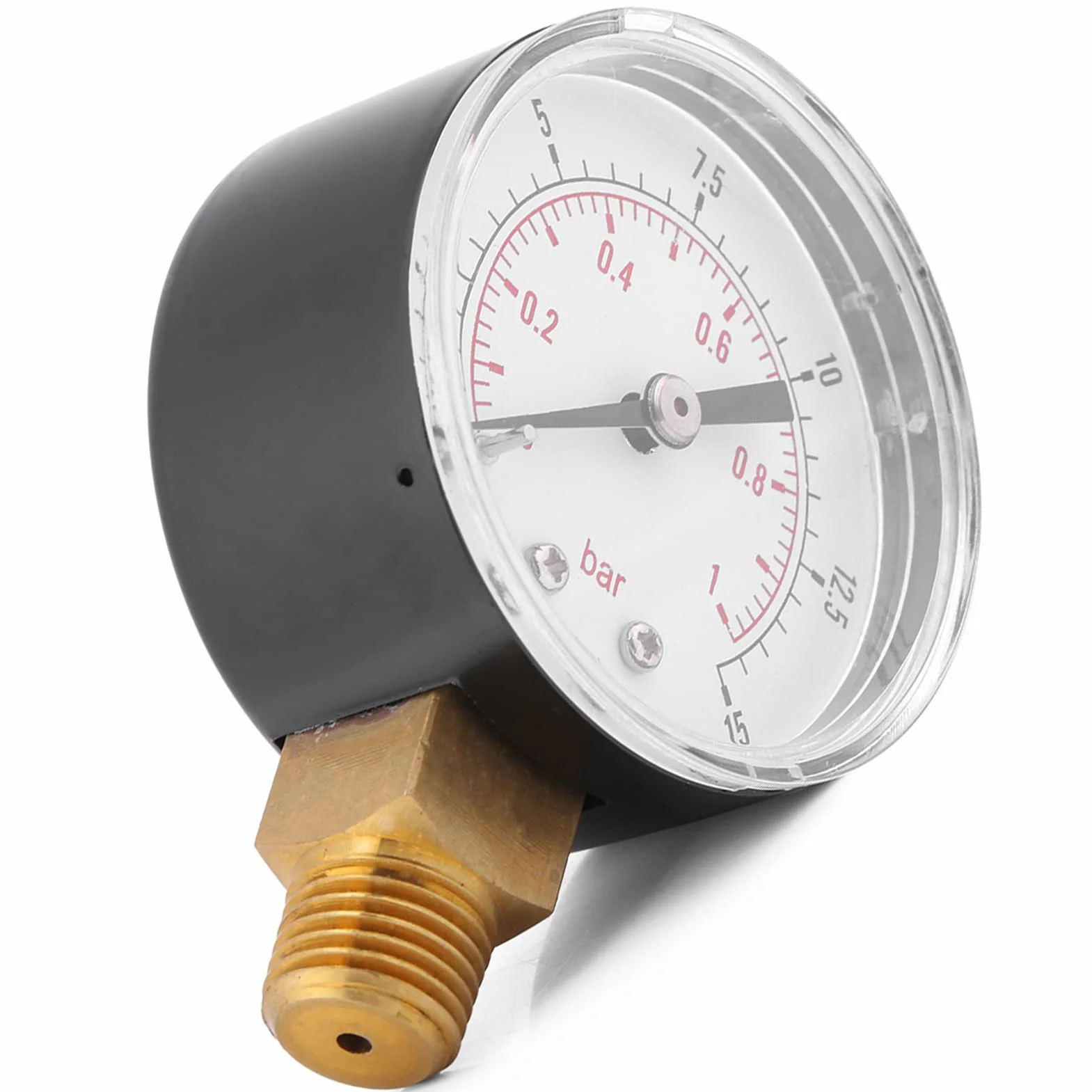 2 szt. Manometr Gwintowy BSPT 0 do 15 Psi (0 do 1 bar) Manometr z podwójną skalą Mini Manometr Niskiego Ciśnienia do Powietrza, Wody i Oleju