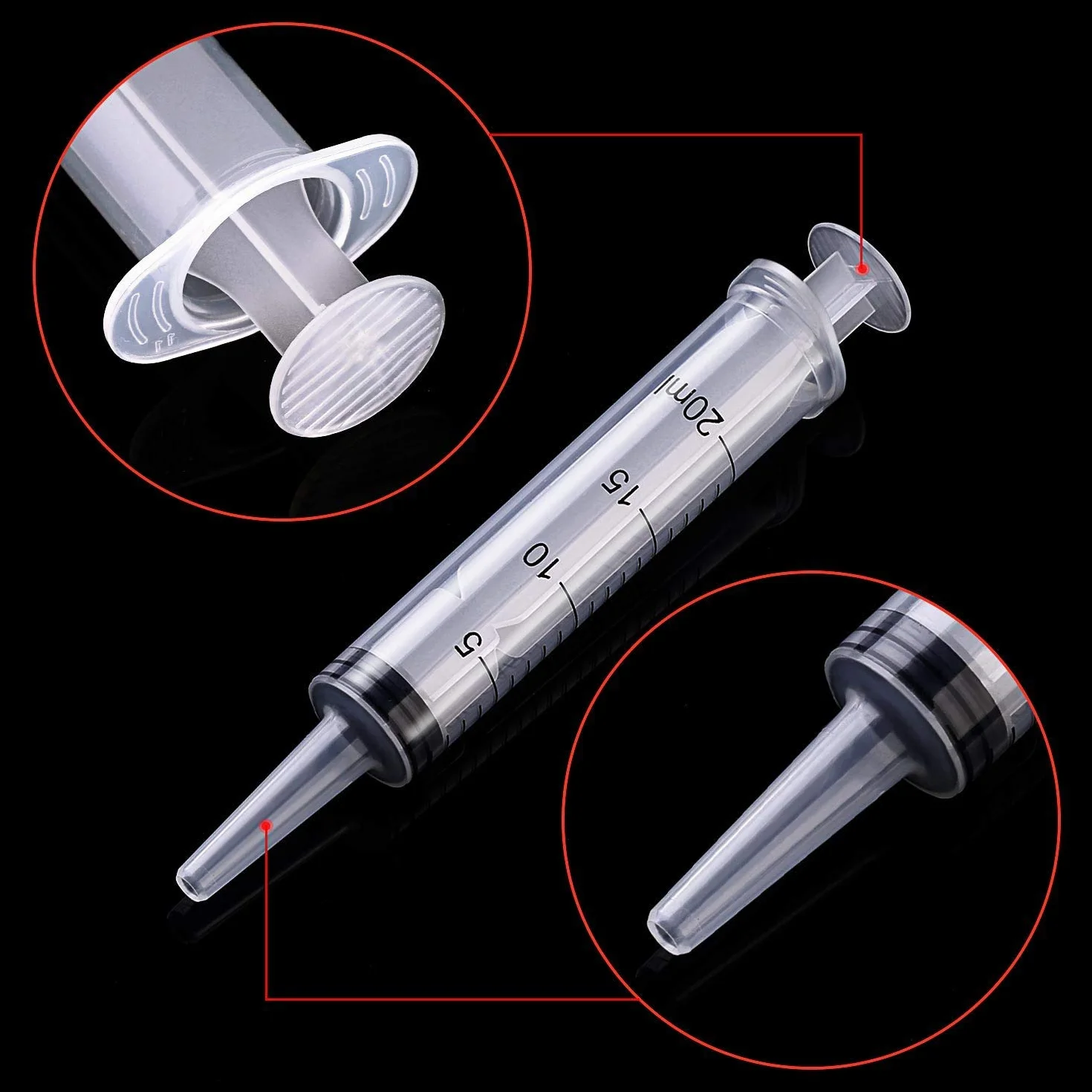 Plastikowa strzykawka dozująca 20 ml bez igły PCW przezroczysty wąż laboratoryjna