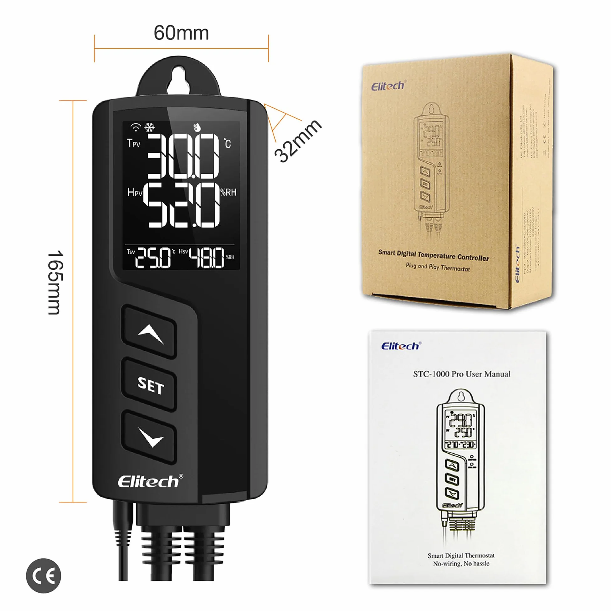 Elitech STC-1000PROTH WIFI Cyfrowy regulator temperatury i wilgotności Termostat 110V 10A 1200W