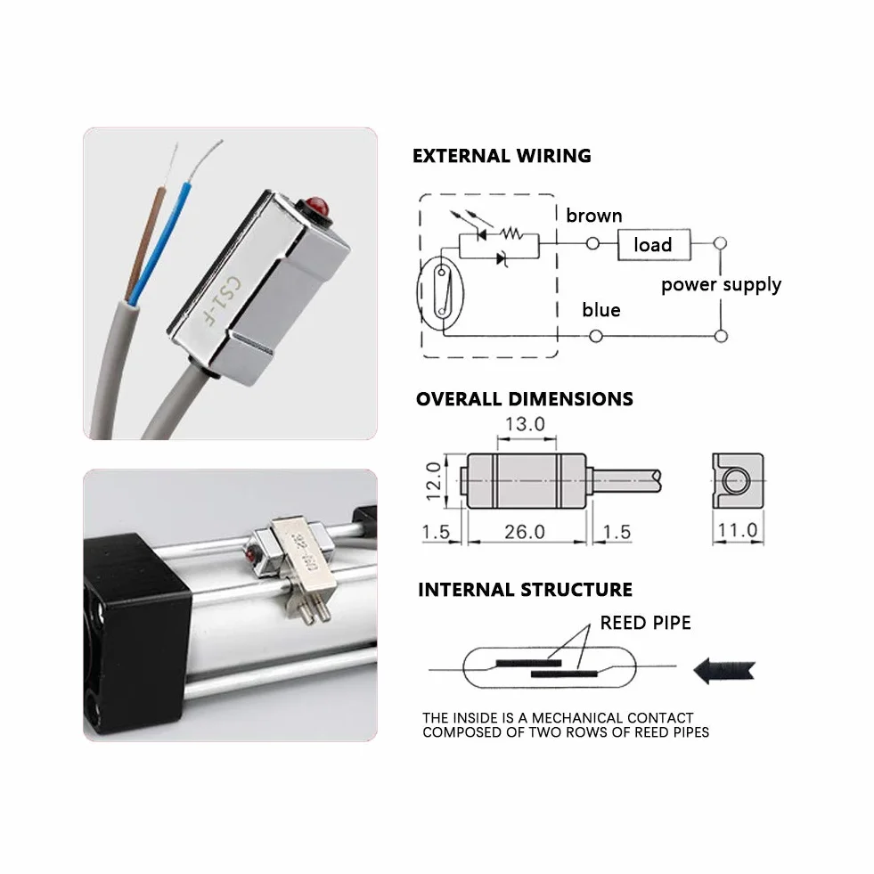 Czujnik magnetyczny przełącznik CS1-F pneumatyczny cylinder magnetyczny przełącznik reedowy czujnik DC AC 5V-240V