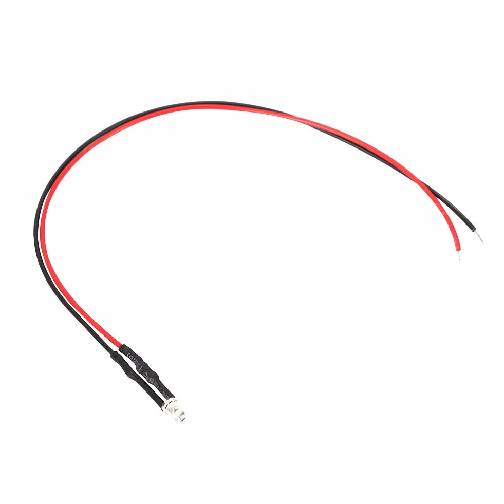 10 sztuk Czerwona Dioda LED 3mm 12V 0,06W z Przewodem 20cm Do Montażu i Naprawy w Zabawkach Samochodowych dla Dzieci