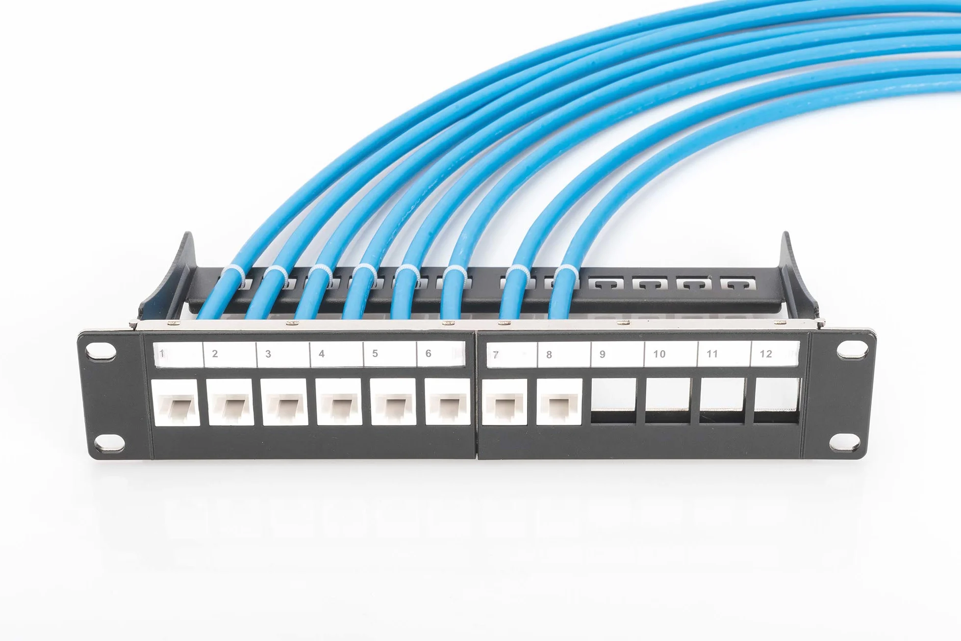 DIGITUS panel krosowy modułowy 12 portów 10-calowy 1U Keystone ekranowany czarny